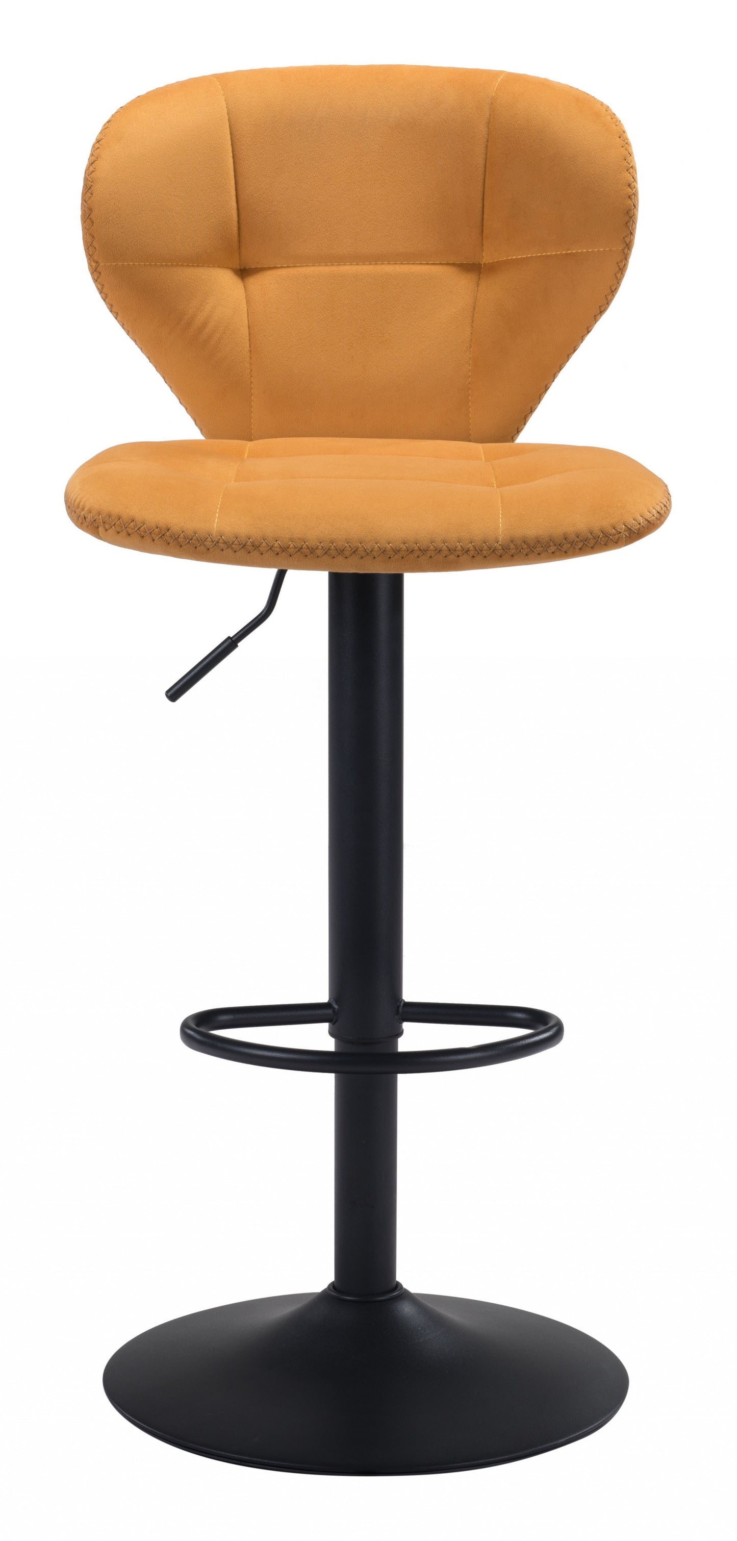24" Yellow and Black Steel Swivel Low Back Counter Height Bar Chair with Footrest