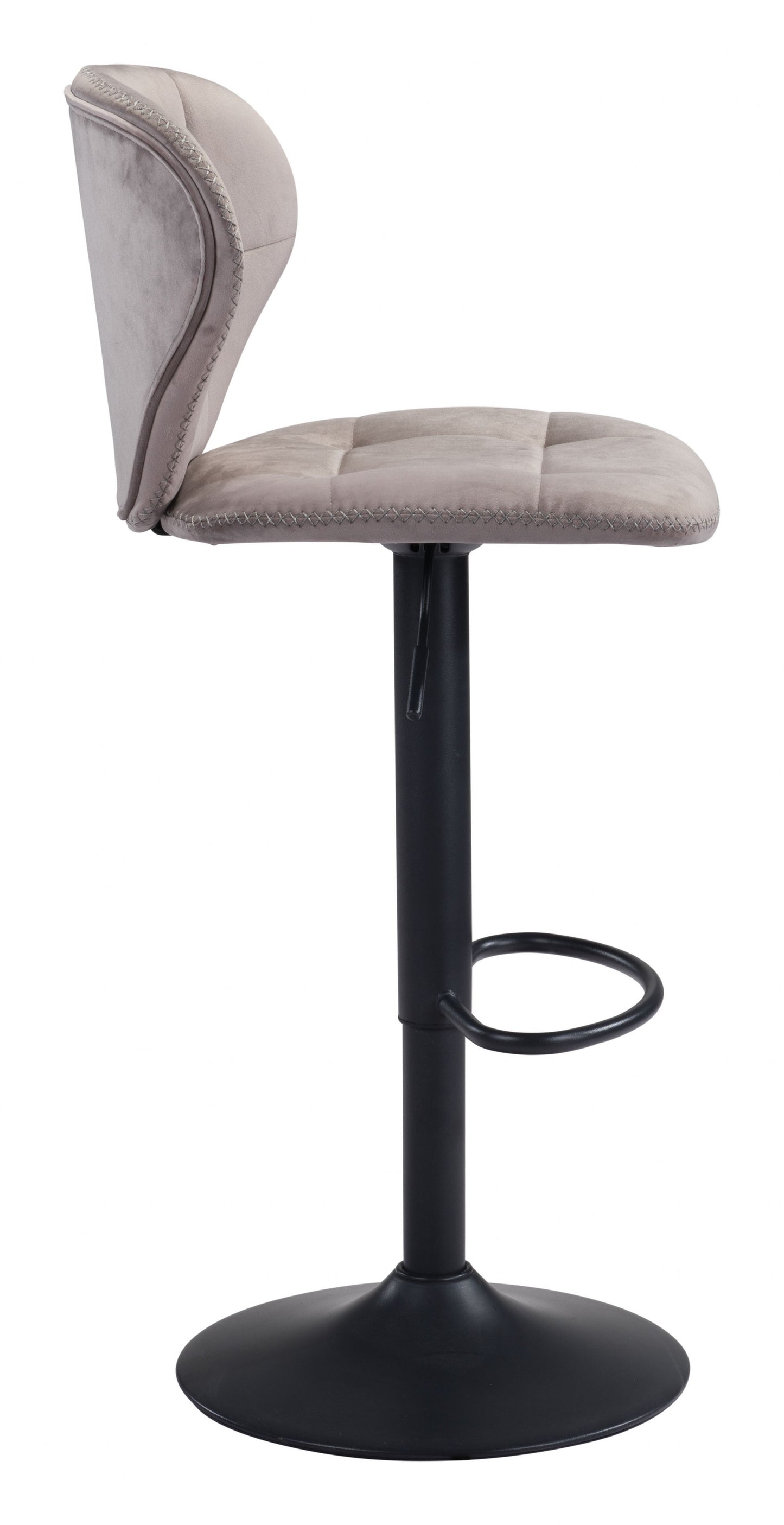 35" Gray And Black Steel Swivel Low Back Counter Height Bar Chair With Footrest
