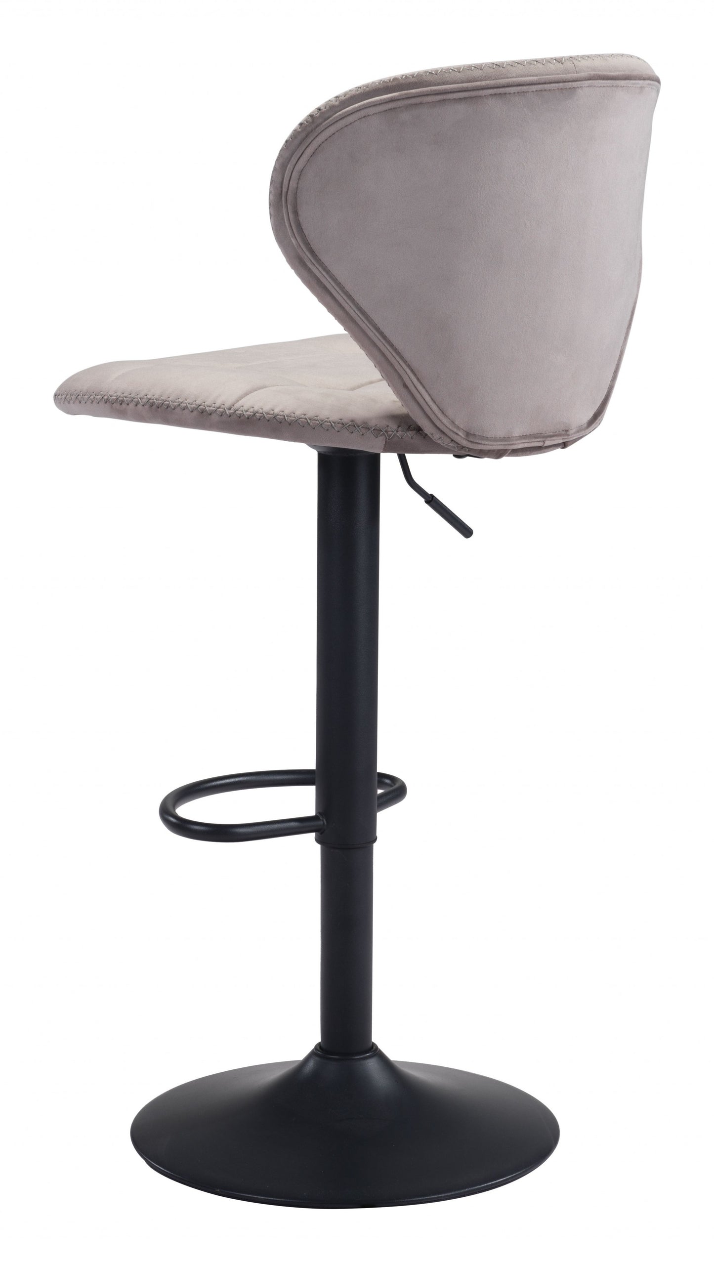 35" Gray And Black Steel Swivel Low Back Counter Height Bar Chair With Footrest