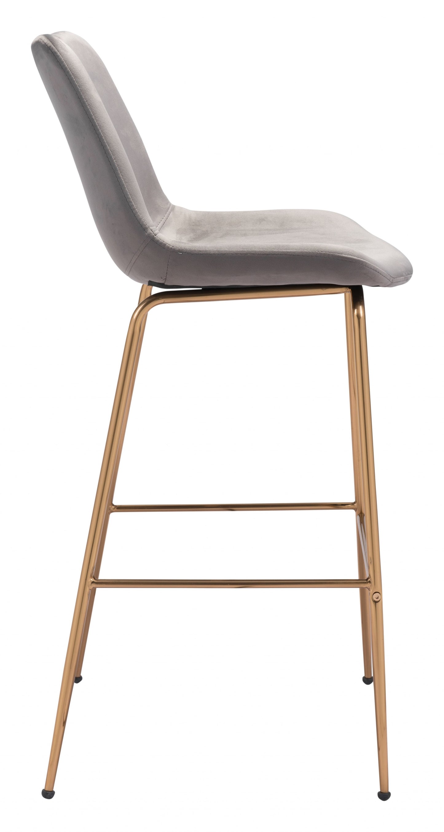 43" Gray Copper Steel Low Back Bar Height Chair With Footrest