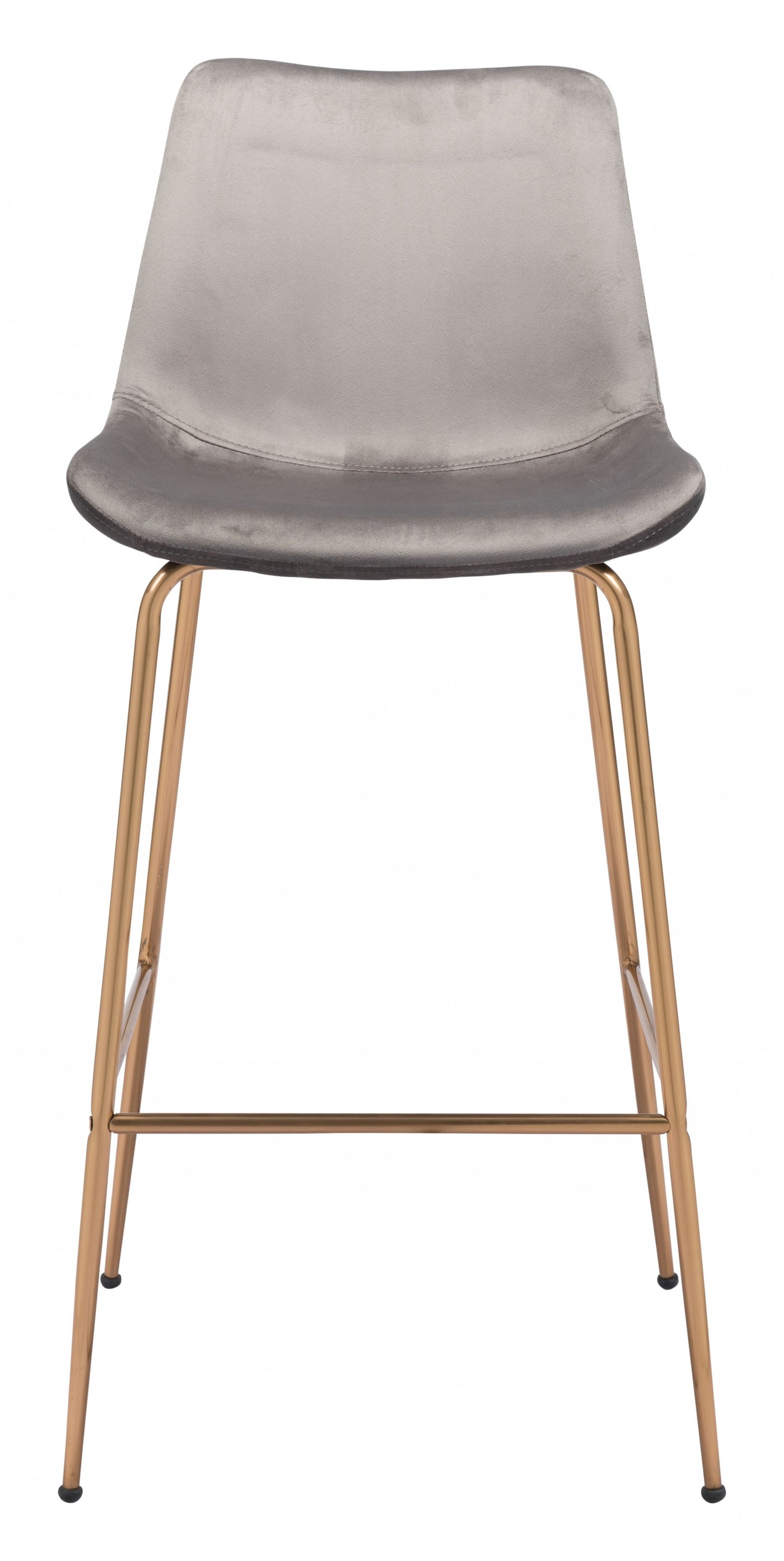 43" Gray Copper Steel Low Back Bar Height Chair With Footrest