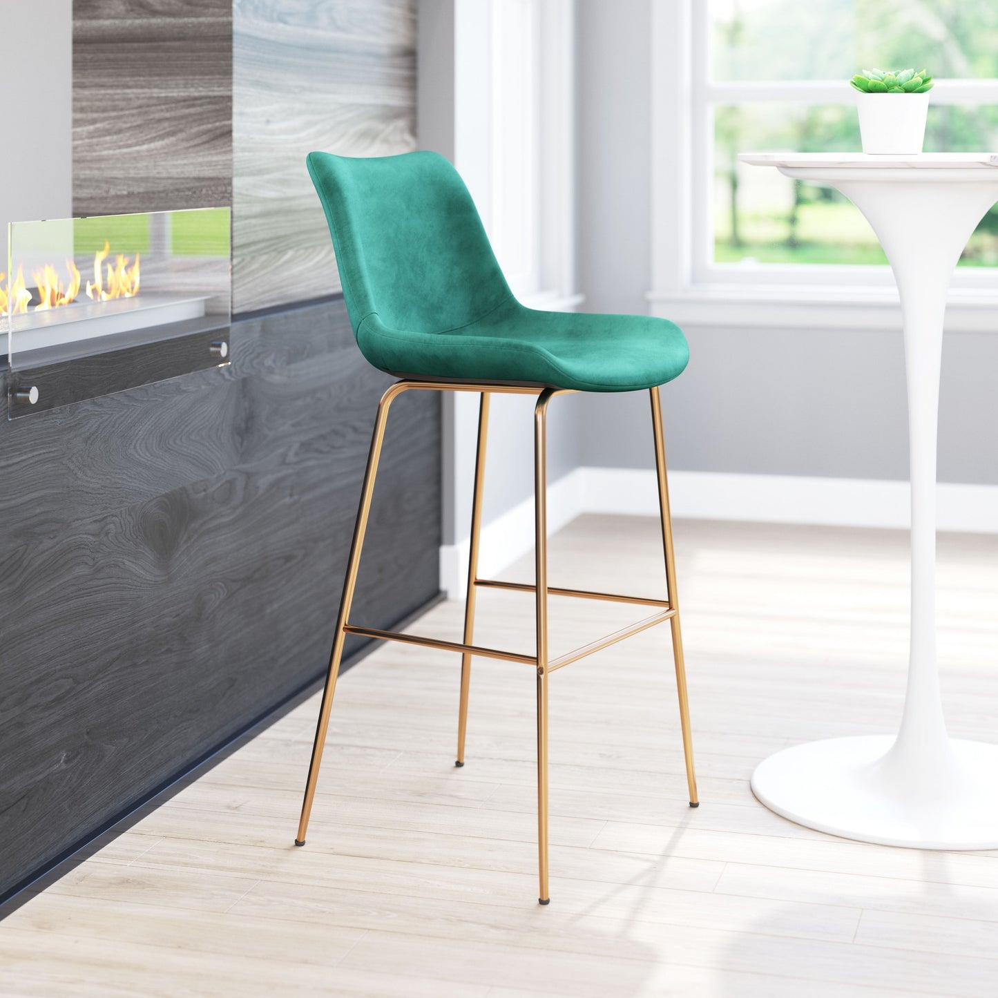 43" Green Steel Low Back Chair With Footrest