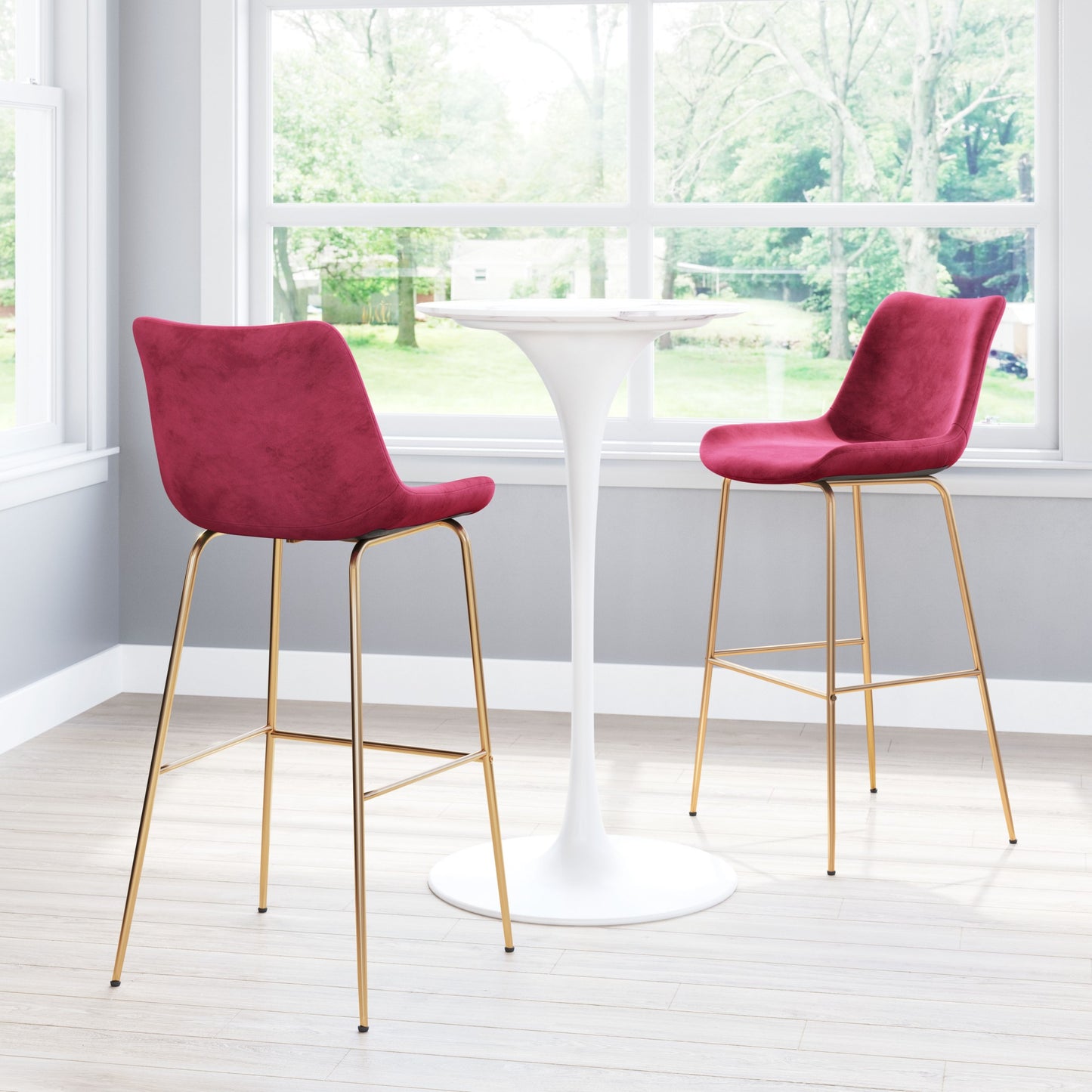 43" Red Steel Low Back Chair With Footrest