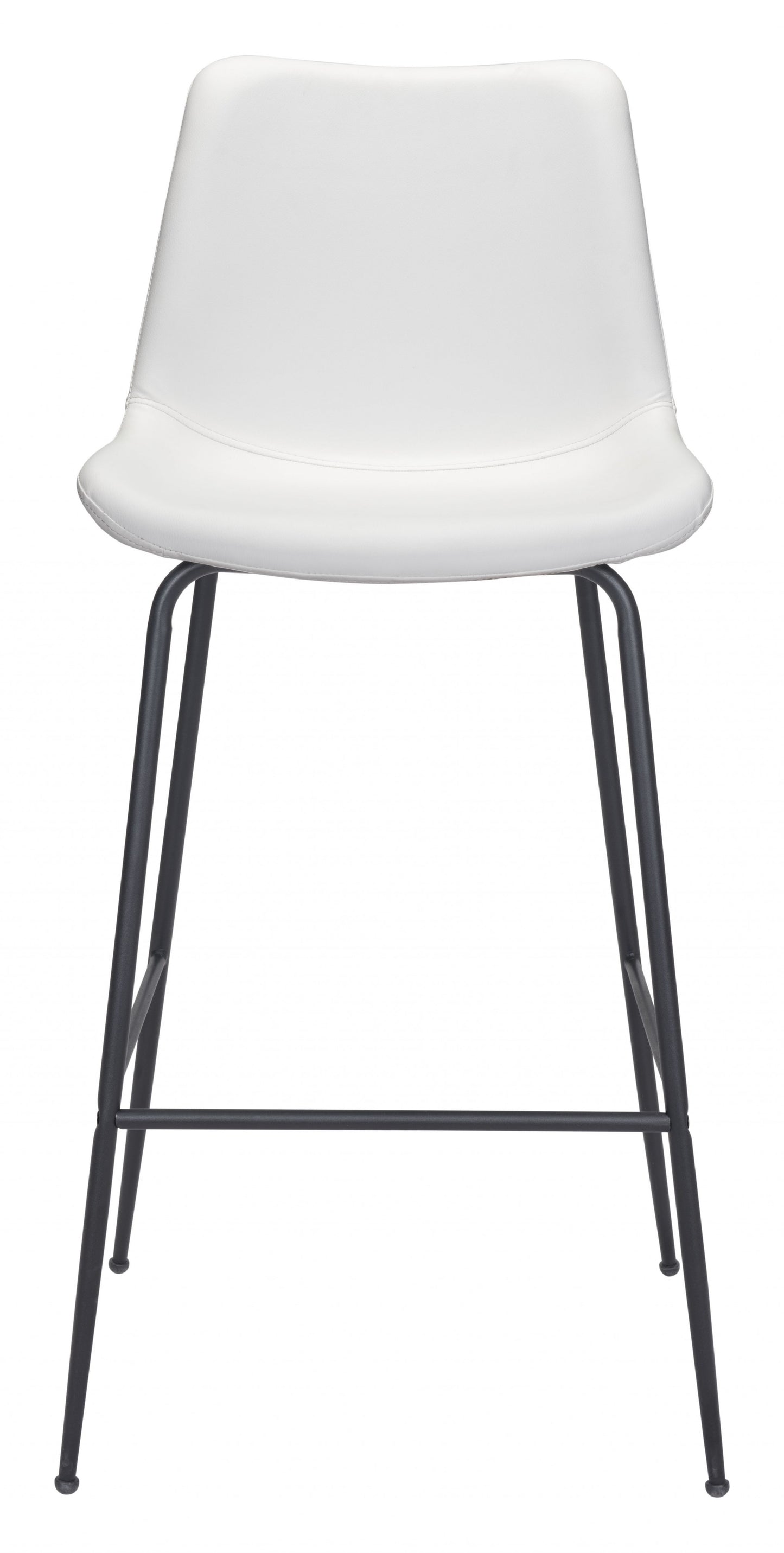 43" White And Black Steel Low Back Bar Height Chair With Footrest