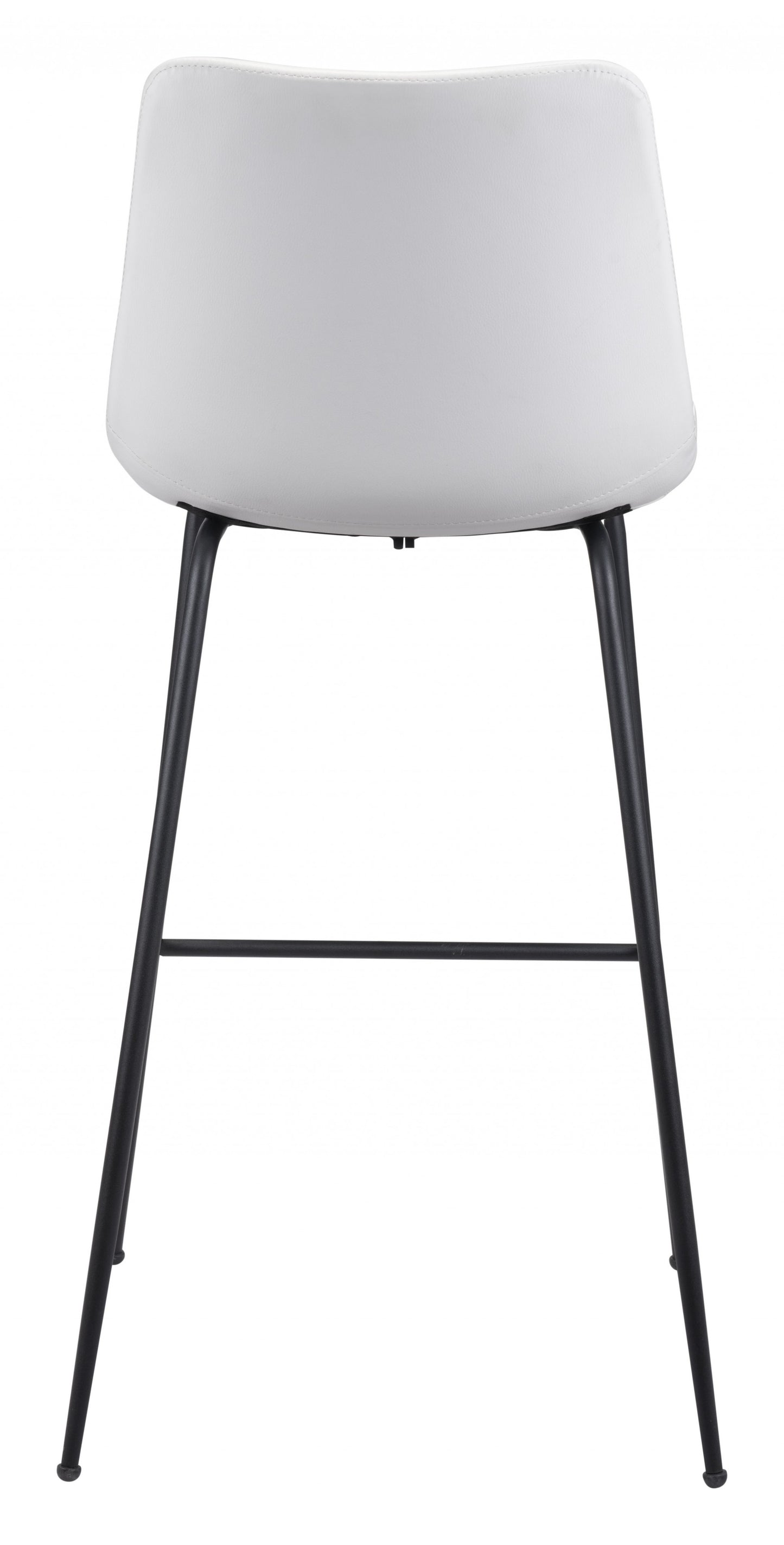 43" White And Black Steel Low Back Bar Height Chair With Footrest