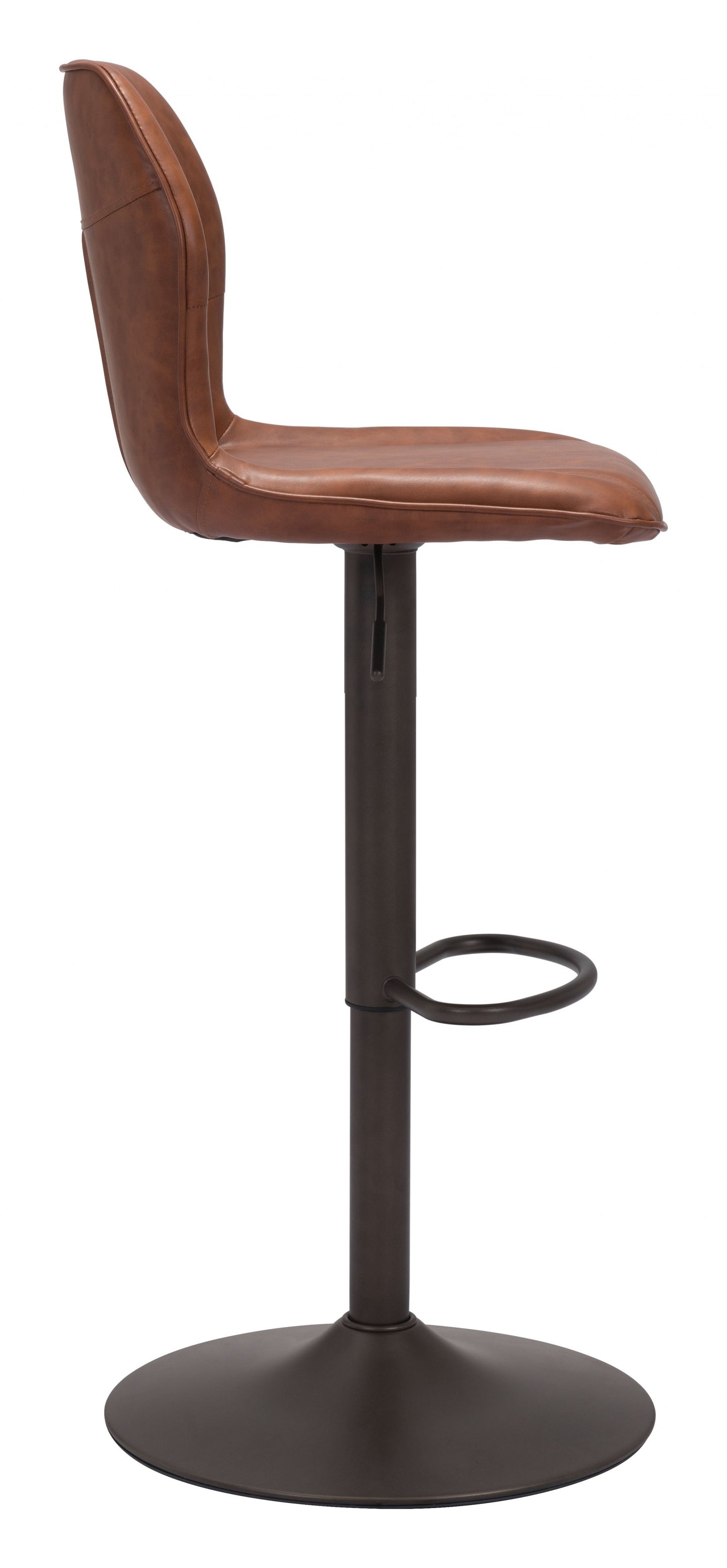 44" Brown And Black Steel Swivel Low Back Counter Height Bar Chair With Footrest