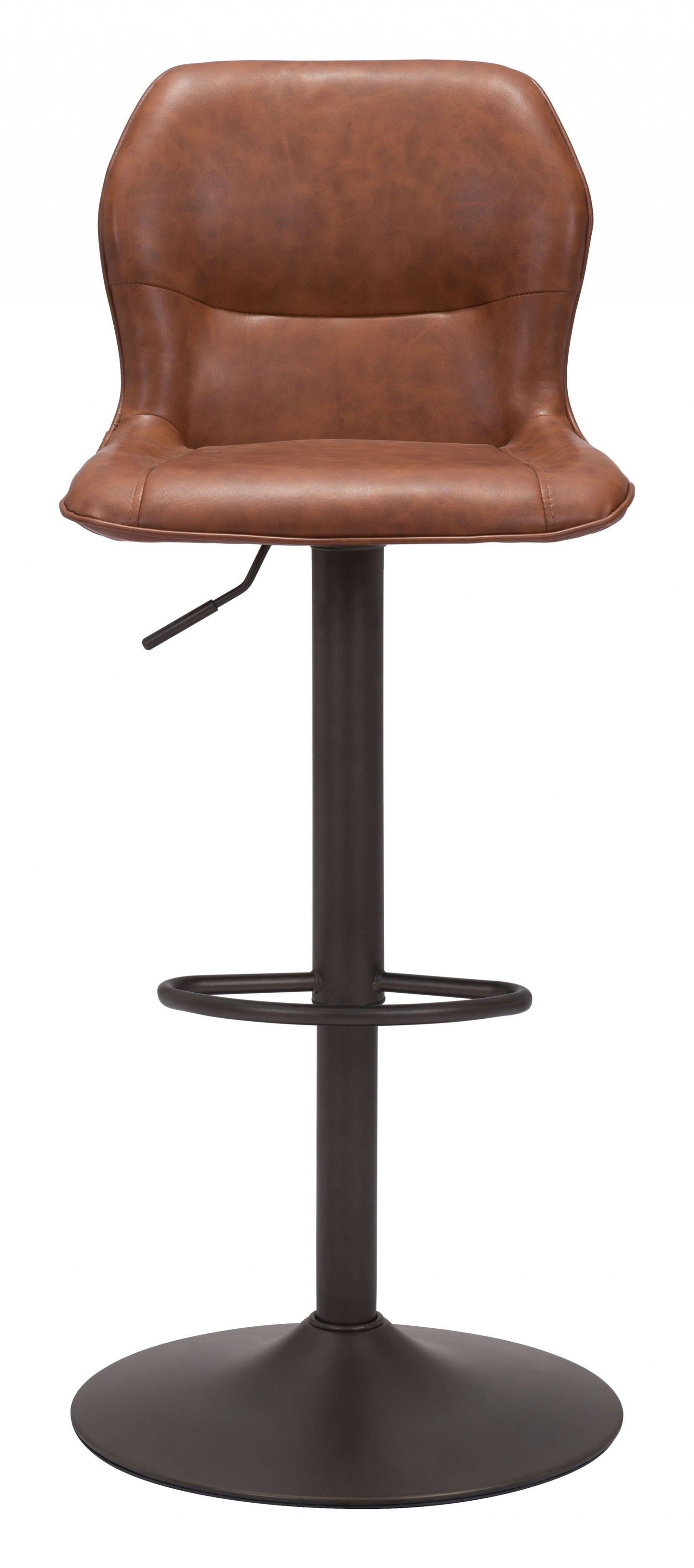 44" Brown And Black Steel Swivel Low Back Counter Height Bar Chair With Footrest