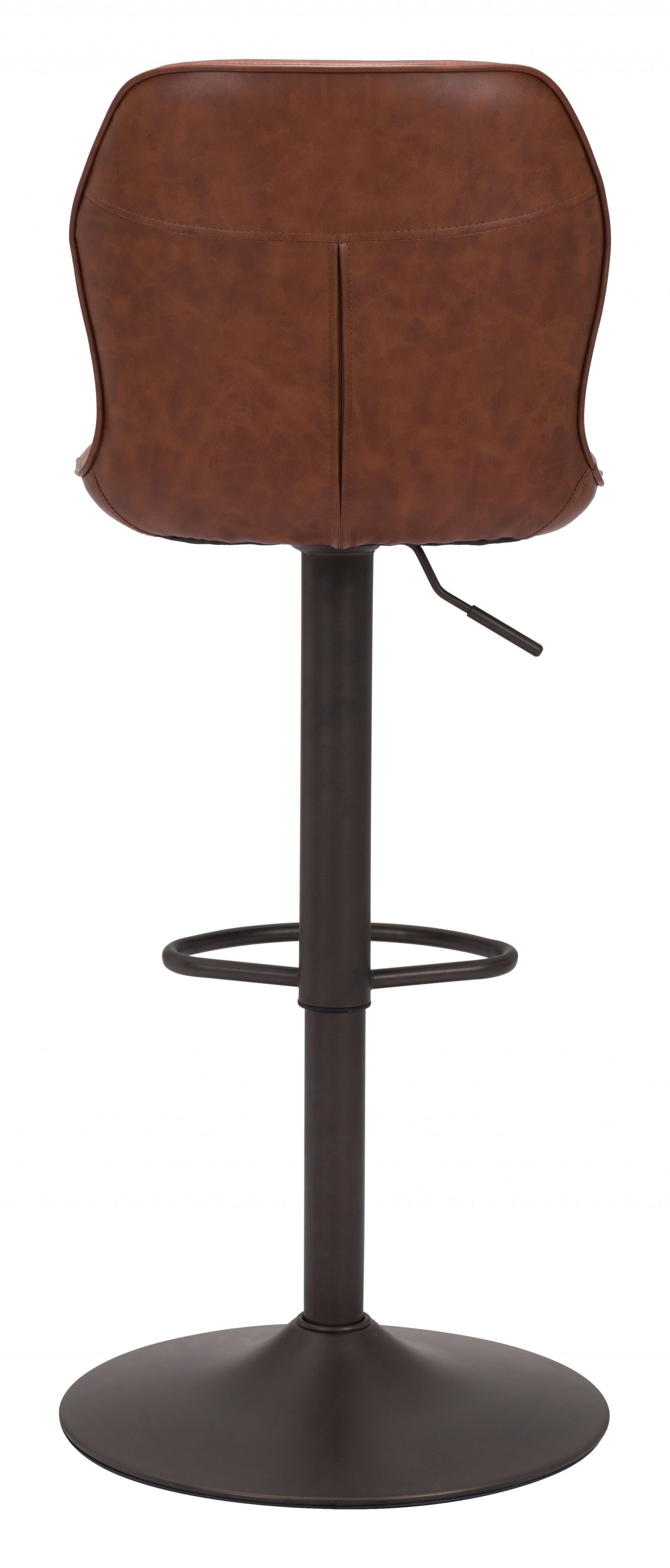 44" Brown And Black Steel Swivel Low Back Counter Height Bar Chair With Footrest