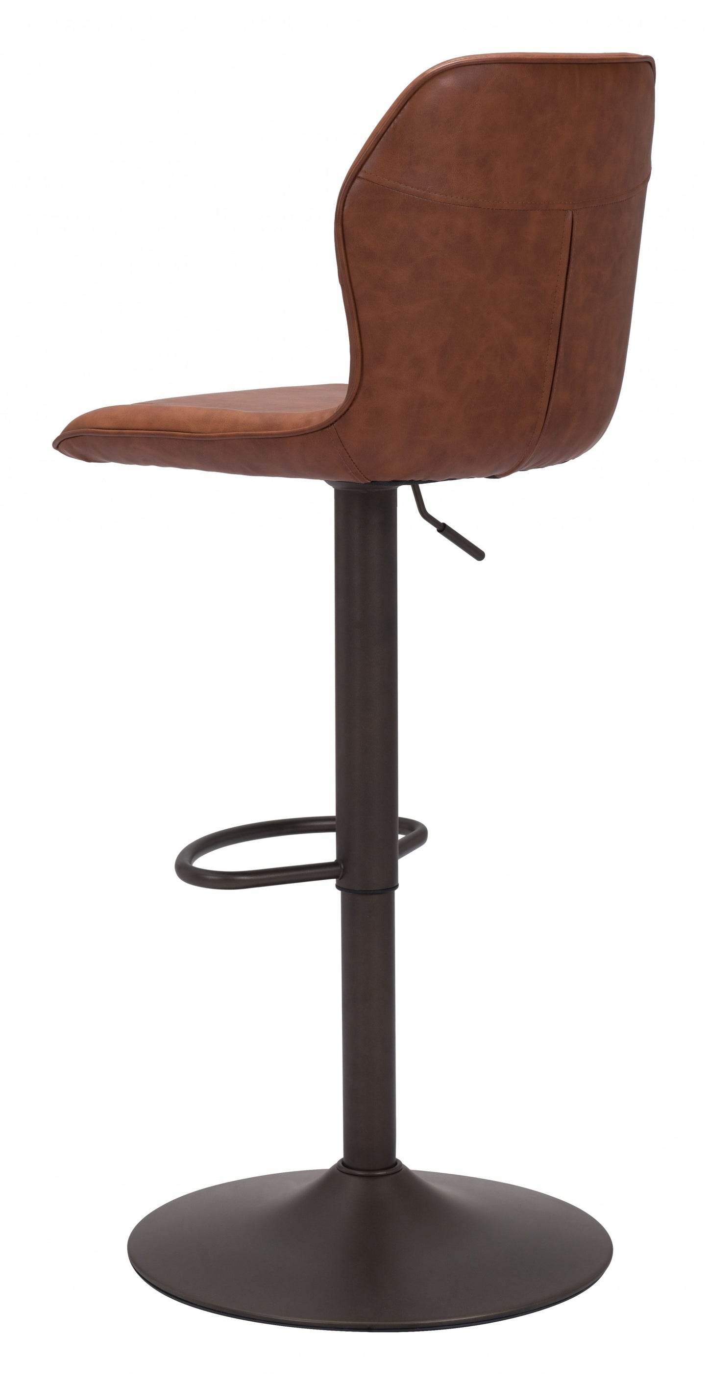 44" Brown And Black Steel Swivel Low Back Counter Height Bar Chair With Footrest