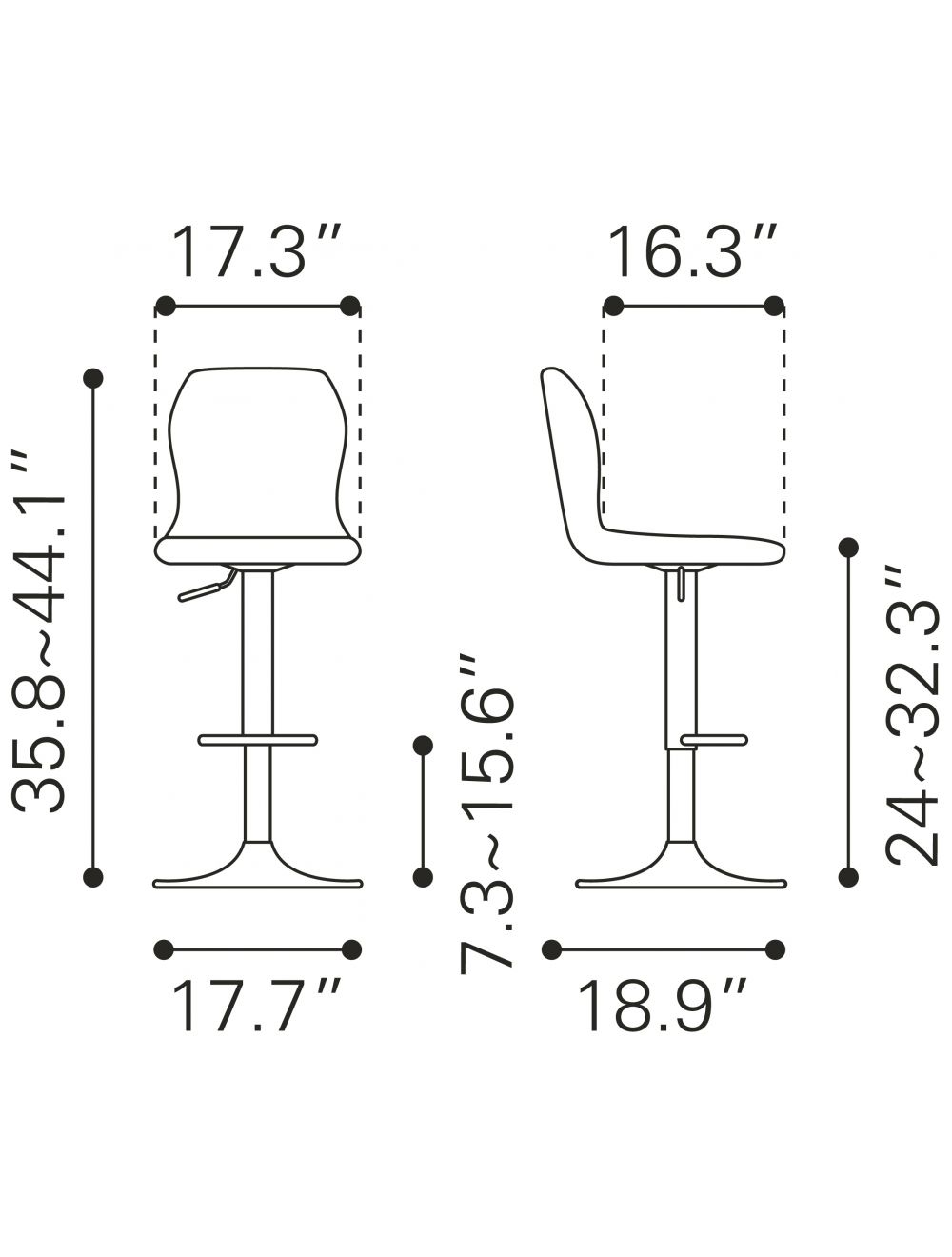 44" Brown And Black Steel Swivel Low Back Counter Height Bar Chair With Footrest