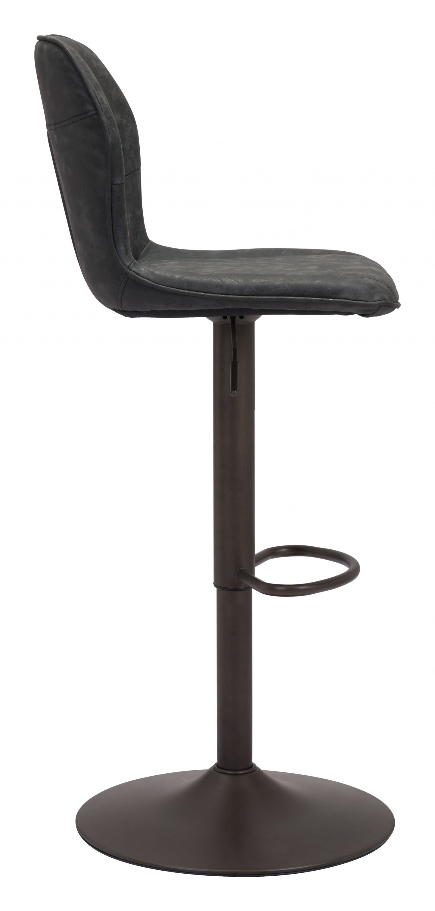 44" Black Steel Swivel Low Back Counter Height Bar Chair With Footrest