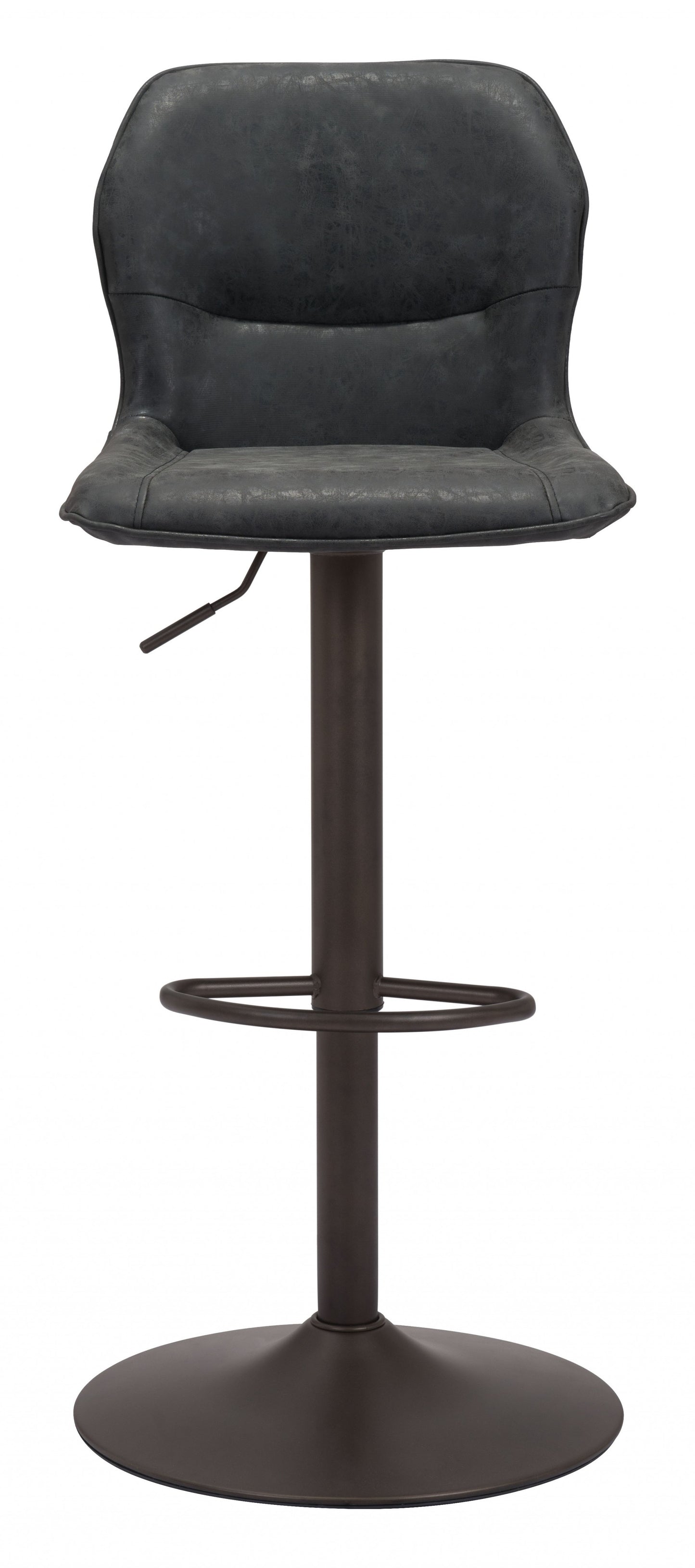 44" Black Steel Swivel Low Back Counter Height Bar Chair With Footrest