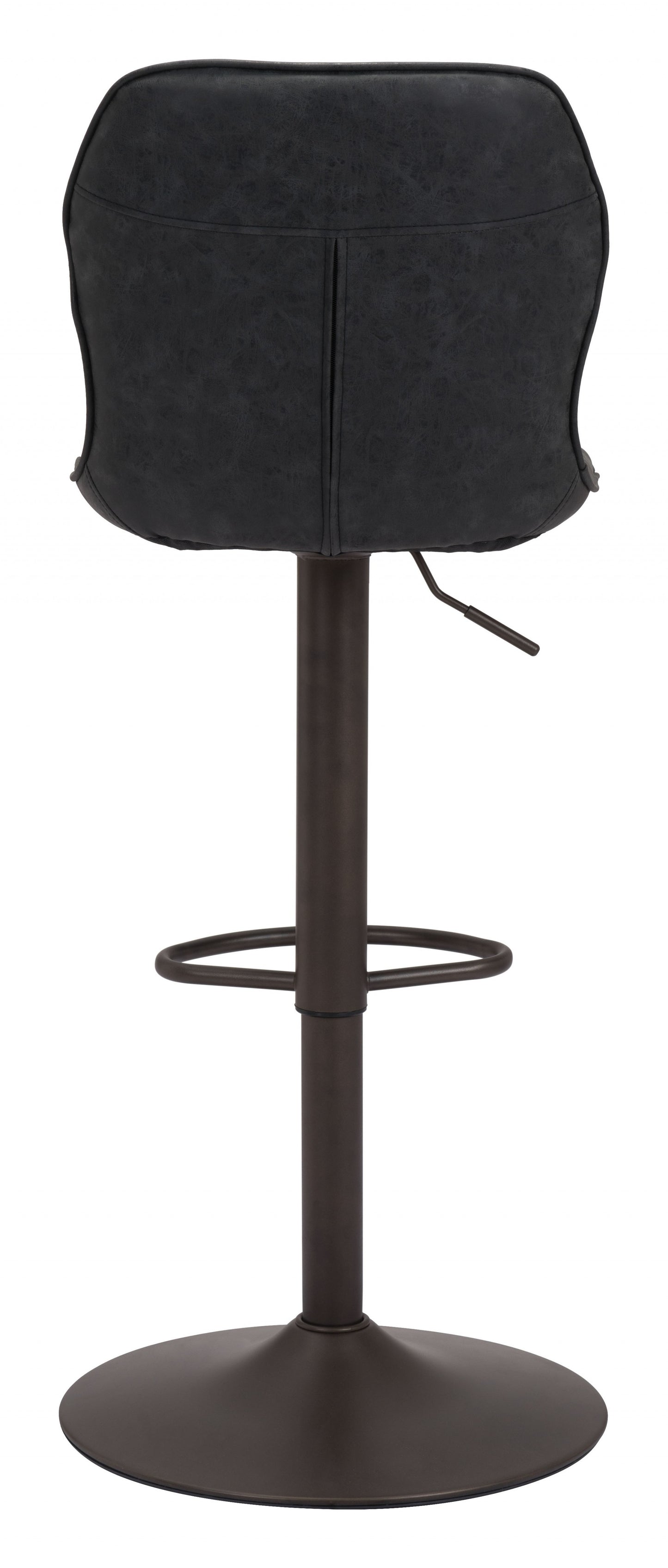 44" Black Steel Swivel Low Back Counter Height Bar Chair With Footrest