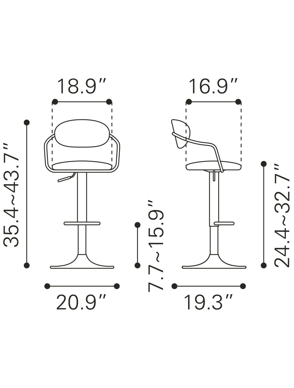 24" White And Gold Steel Swivel Low Back Counter Height Bar Chair With Footrest