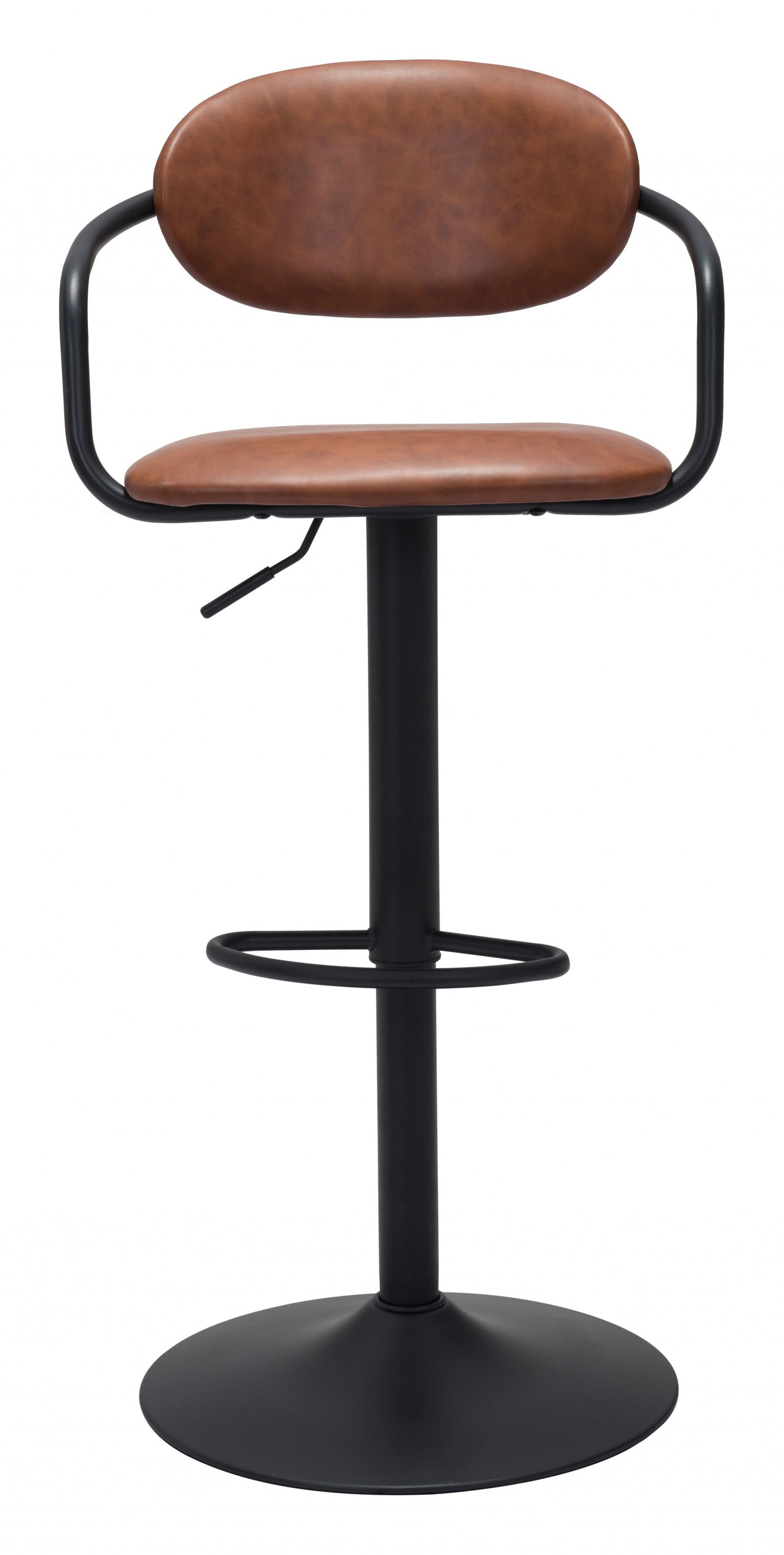 44" Brown And Black Steel Swivel Low Back Counter Height Bar Chair With Footrest