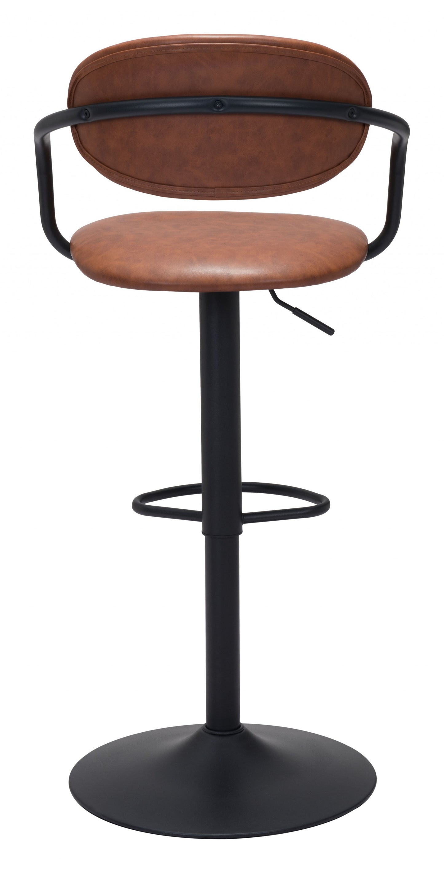 44" Brown And Black Steel Swivel Low Back Counter Height Bar Chair With Footrest
