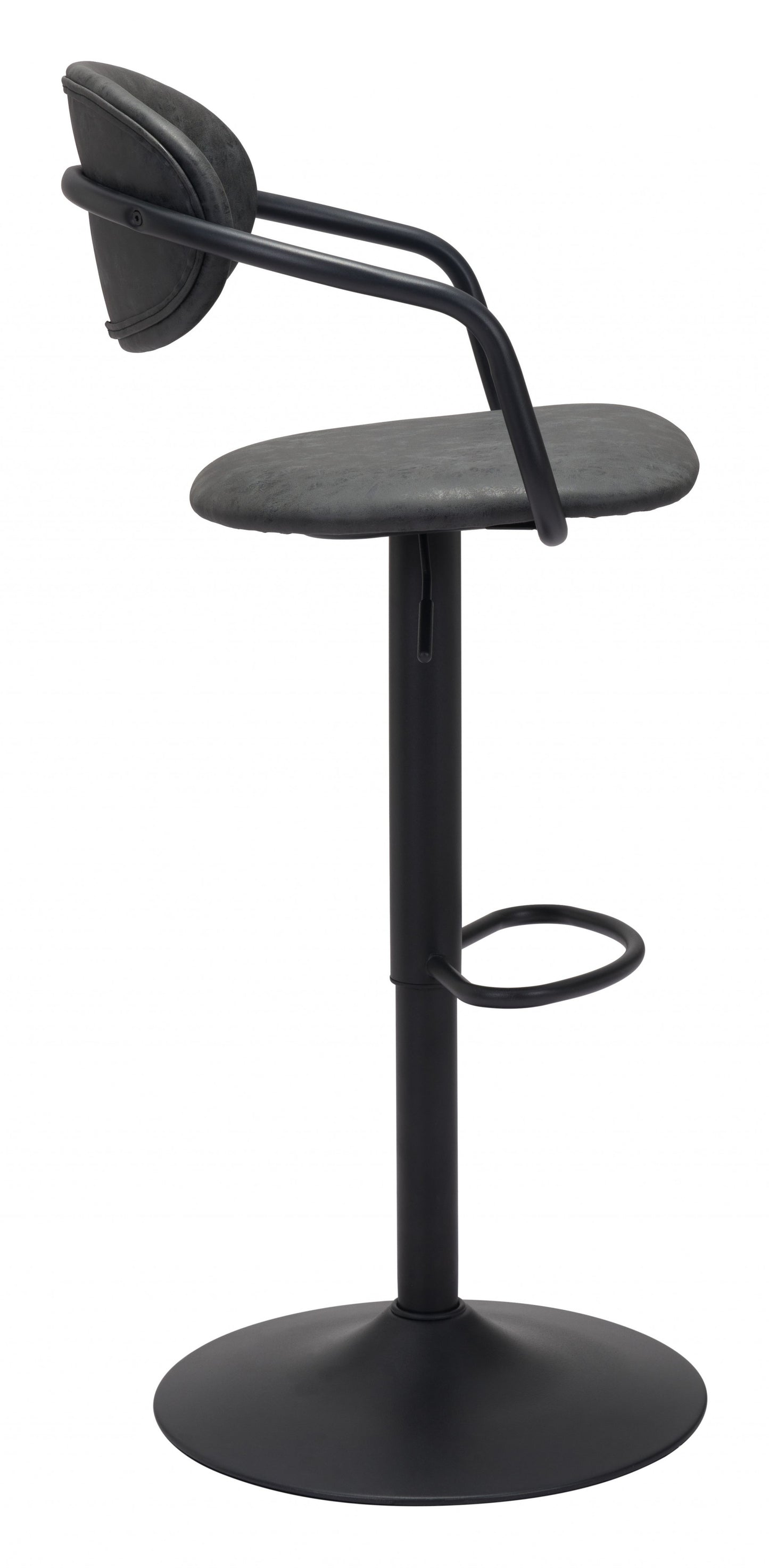 44" Black Steel Swivel Low Back Counter Height Bar Chair With Footrest