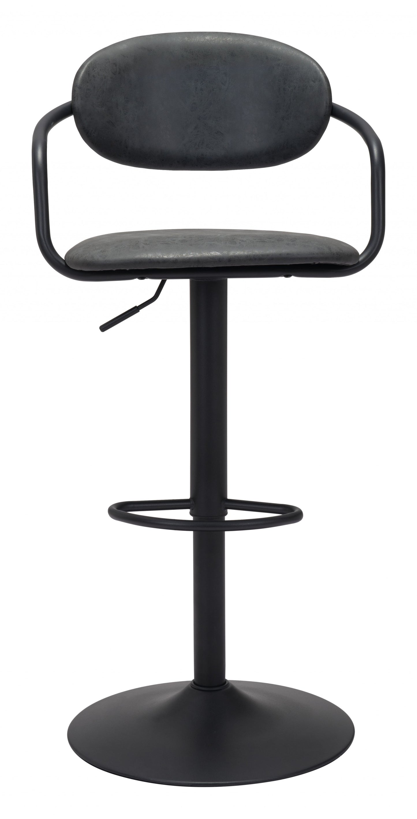 44" Black Steel Swivel Low Back Counter Height Bar Chair With Footrest