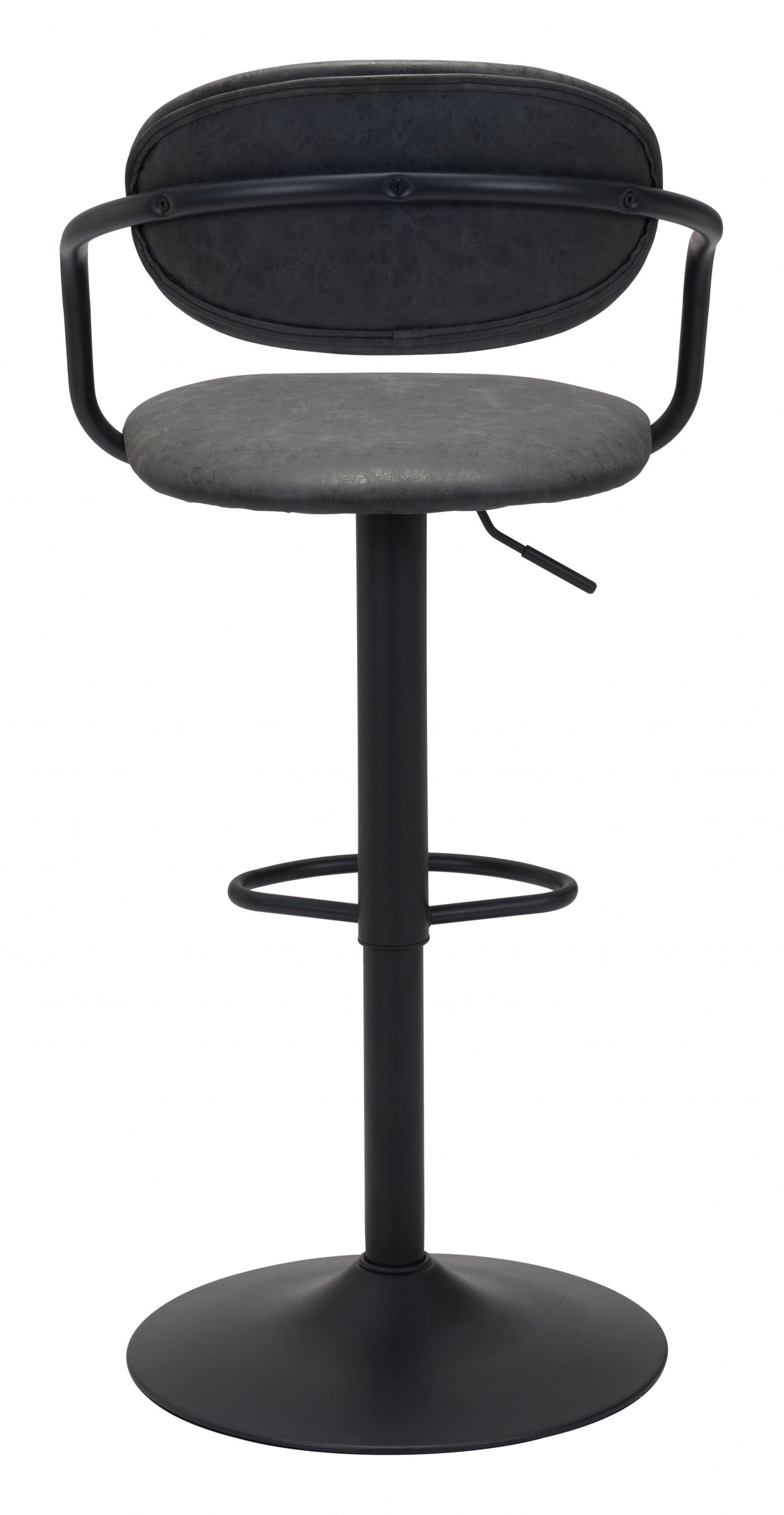 44" Black Steel Swivel Low Back Counter Height Bar Chair With Footrest