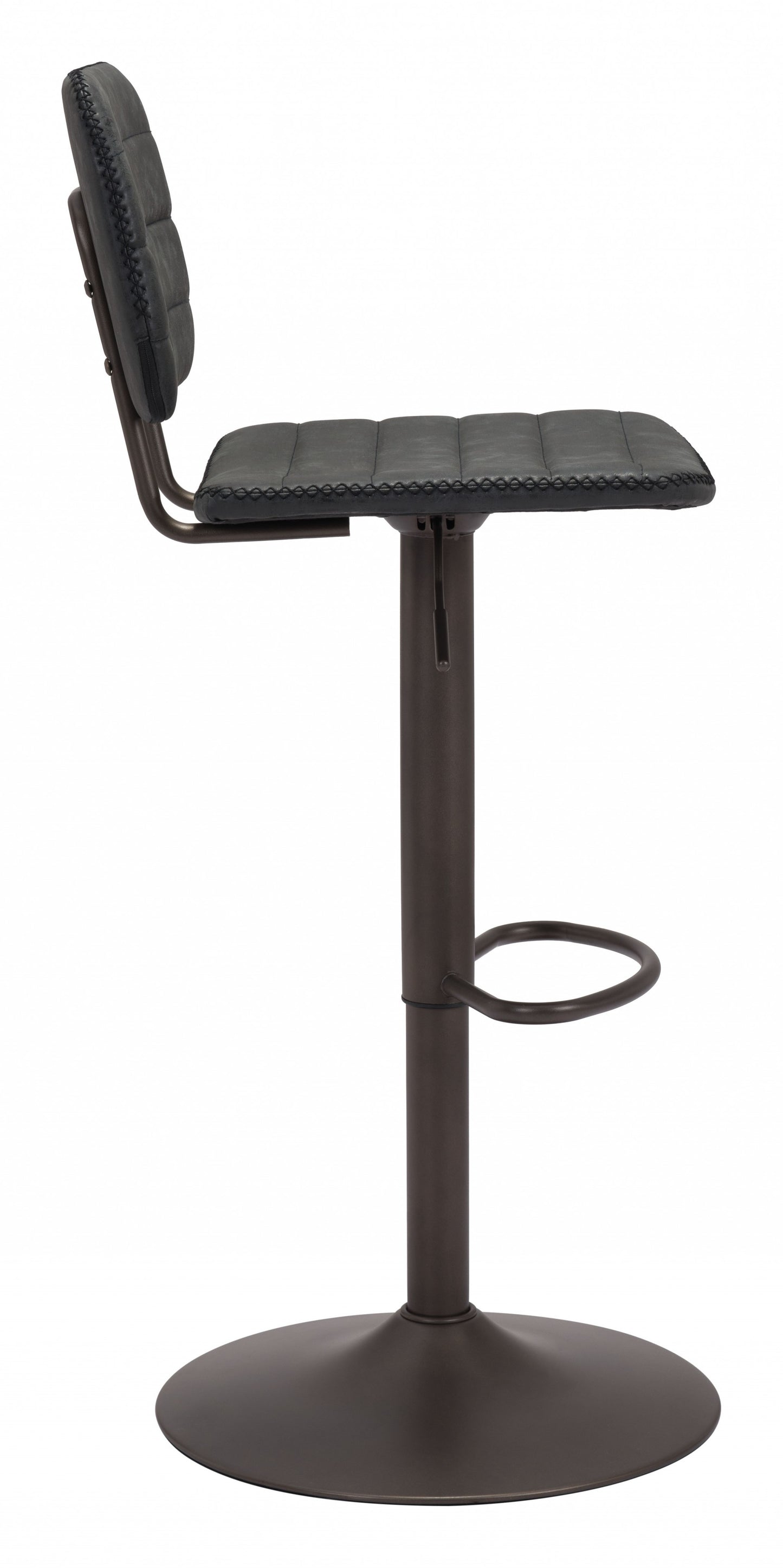 43" Black Steel Swivel Low Back Counter Height Bar Chair With Footrest