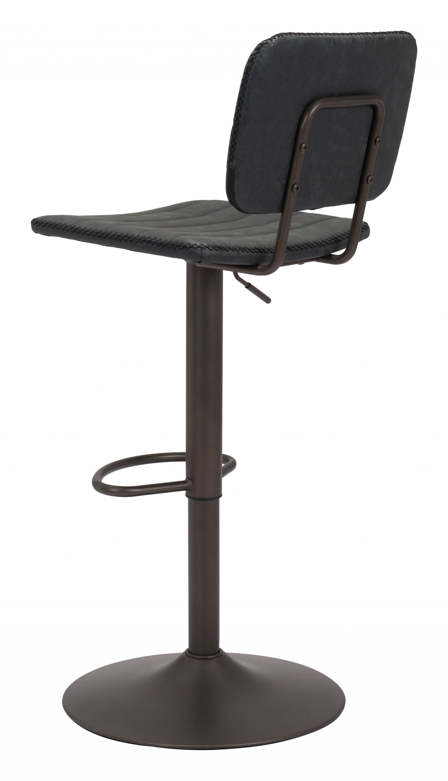 43" Black Steel Swivel Low Back Counter Height Bar Chair With Footrest