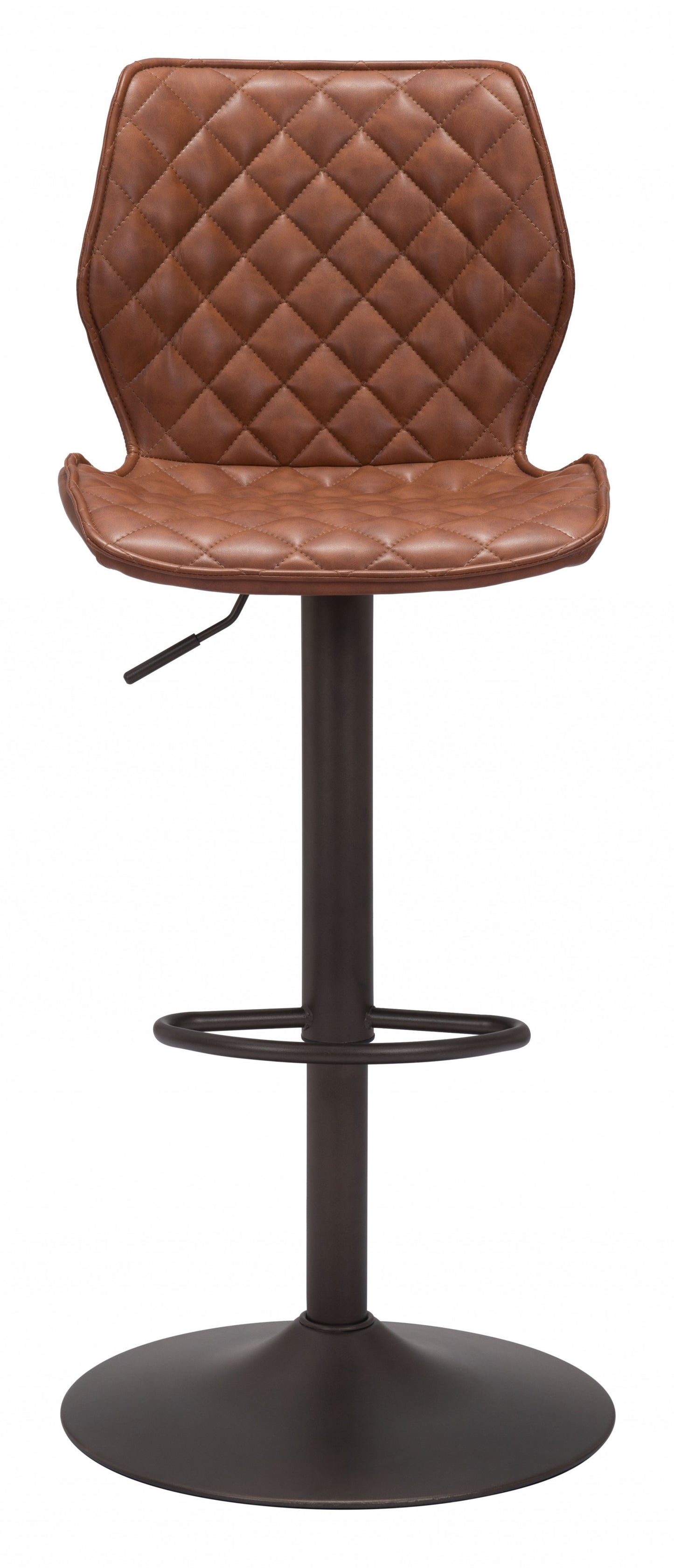 24" Brown And Black Faux Leather And Steel Swivel Counter Height Bar Chair With Footrest