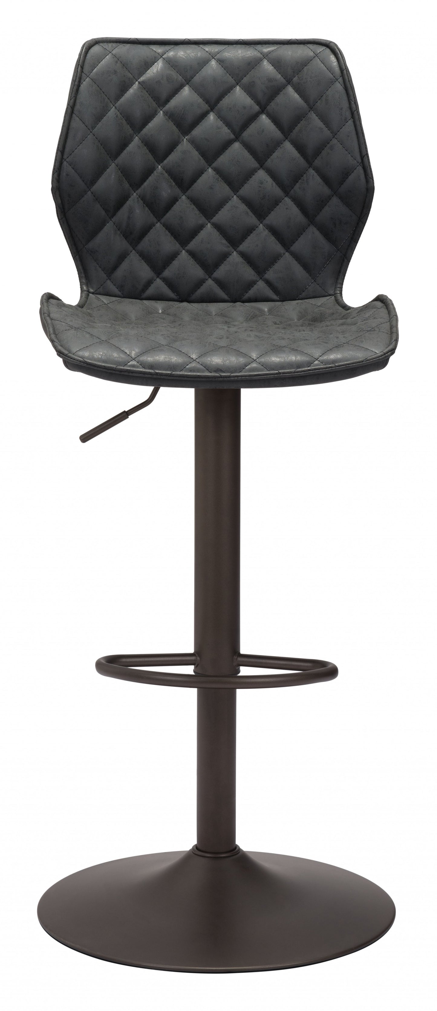 45" Black Steel Swivel Low Back Counter Height Bar Chair With Footrest