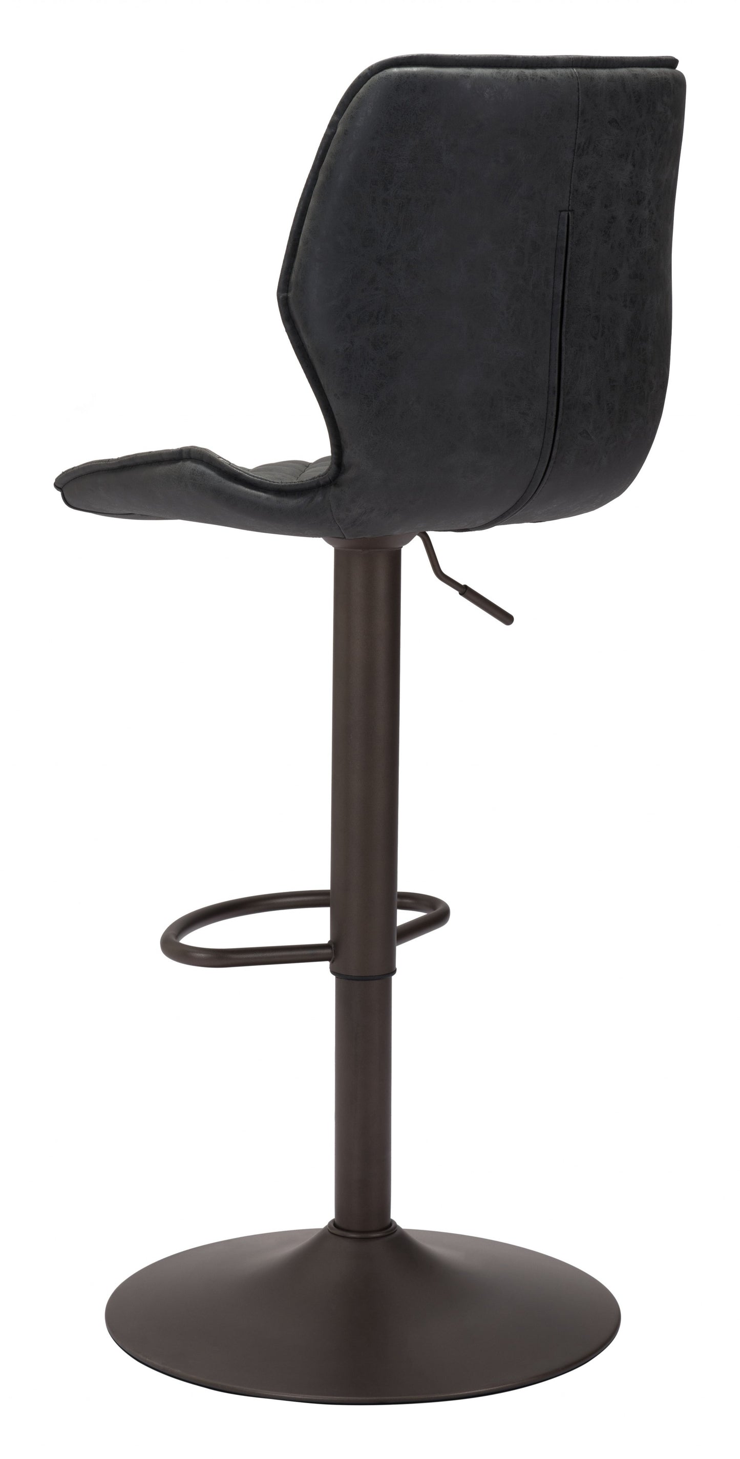 45" Black Steel Swivel Low Back Counter Height Bar Chair With Footrest