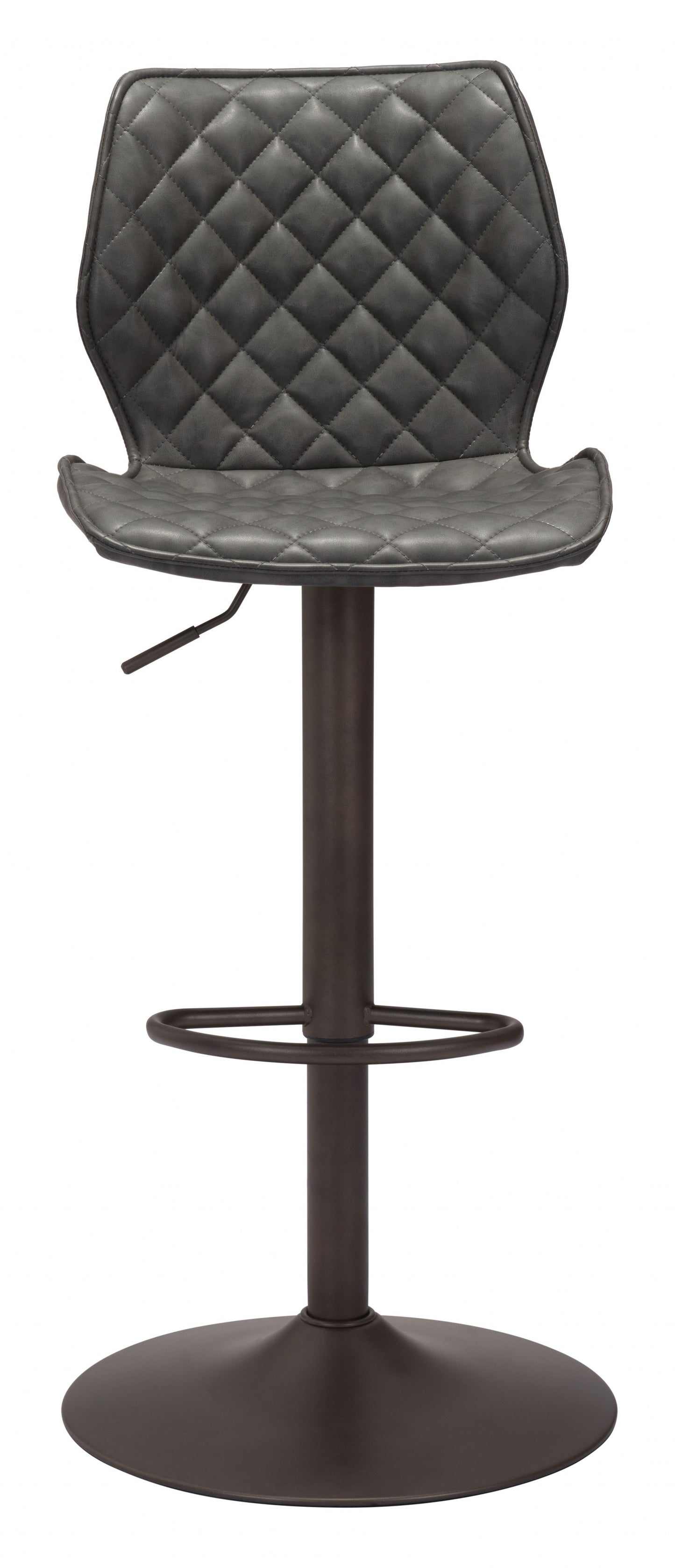 45" Gray And Black Steel Swivel Low Back Counter Height Bar Chair With Footrest