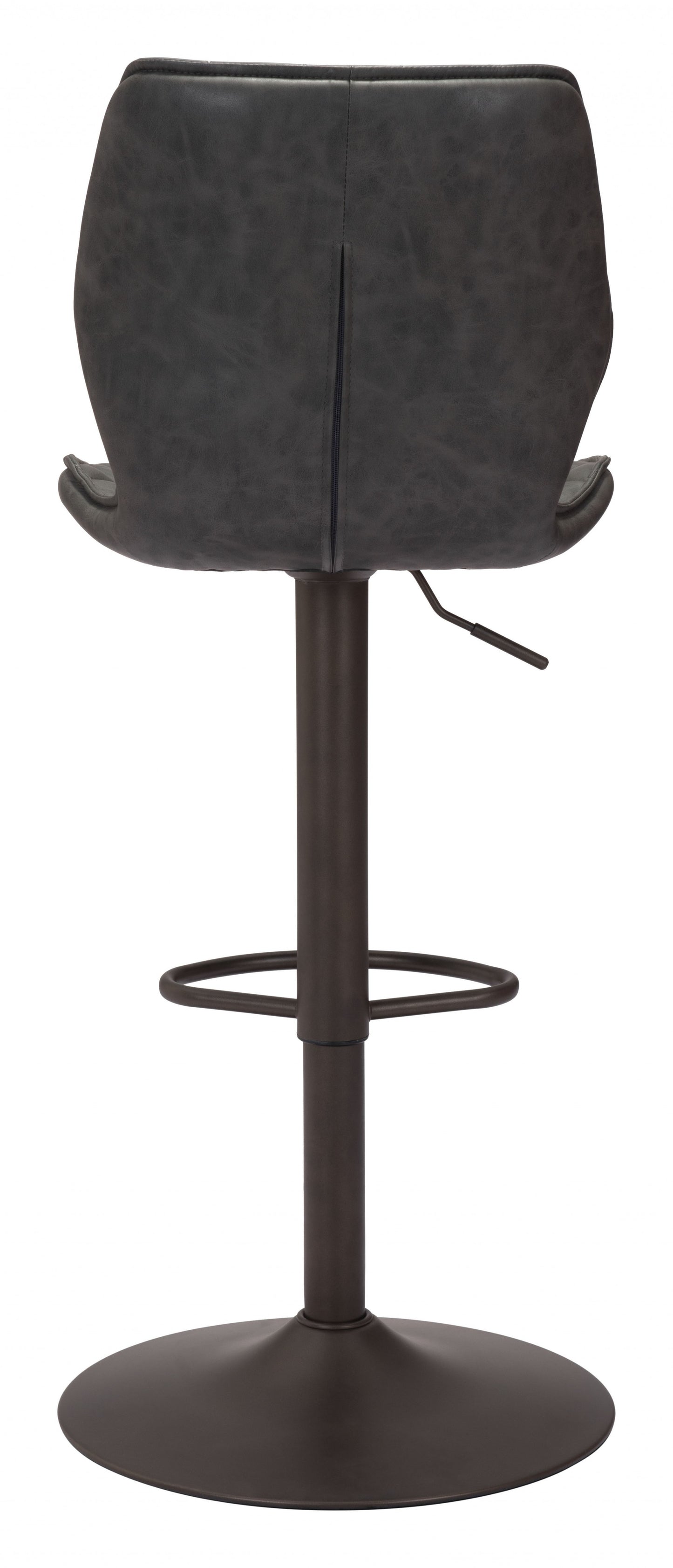45" Gray And Black Steel Swivel Low Back Counter Height Bar Chair With Footrest