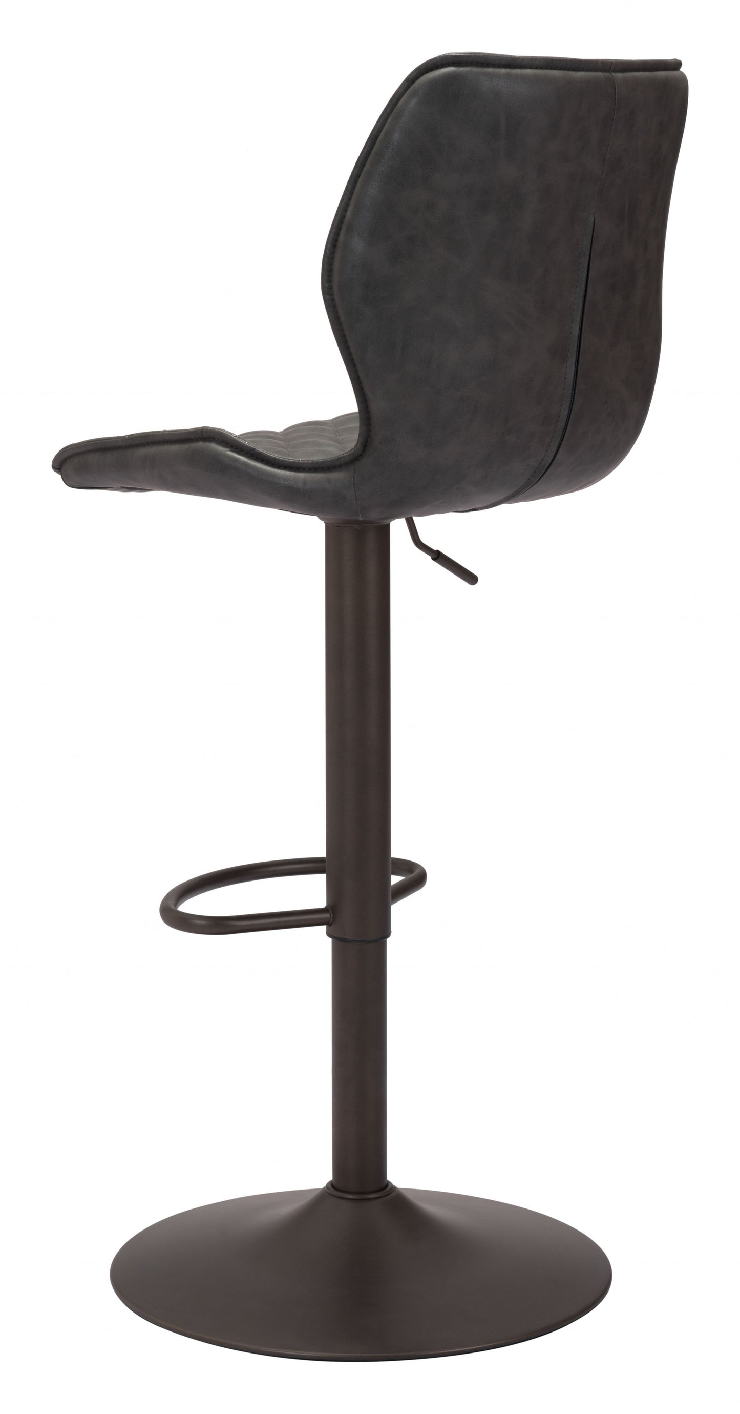 45" Gray And Black Steel Swivel Low Back Counter Height Bar Chair With Footrest