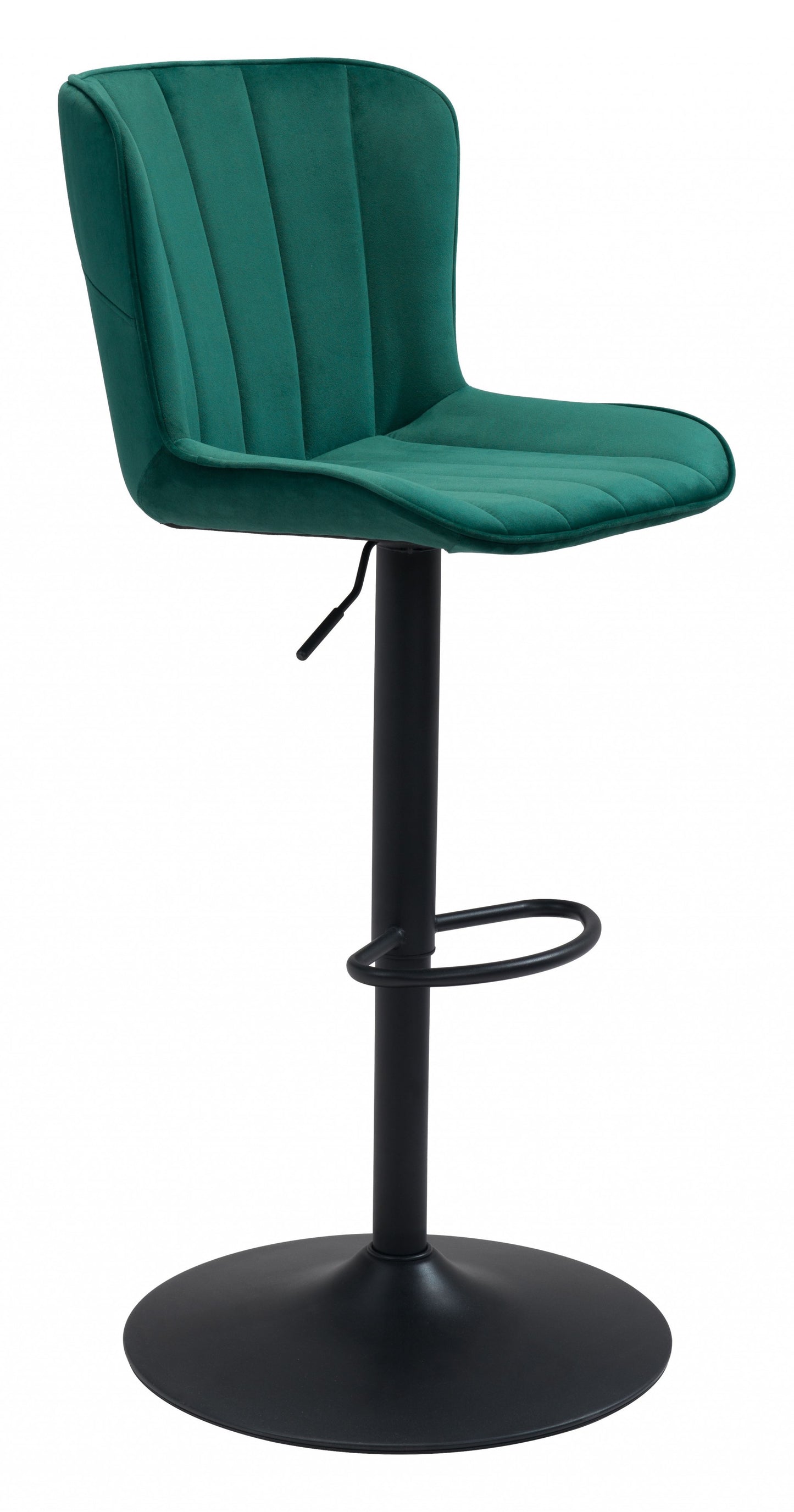 24" Green And Black Steel Swivel Low Back Counter Height Bar Chair With Footrest