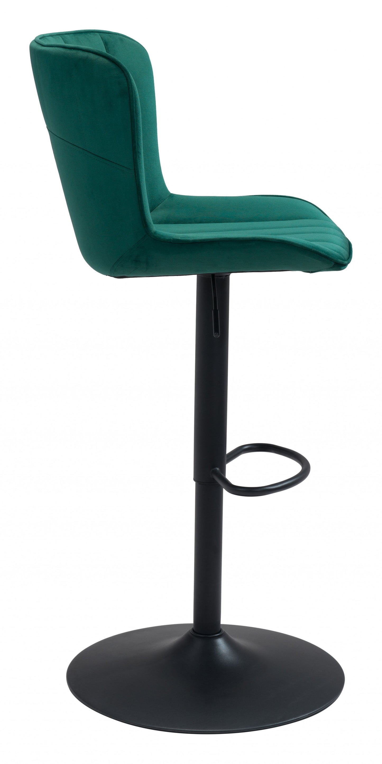 24" Green And Black Steel Swivel Low Back Counter Height Bar Chair With Footrest