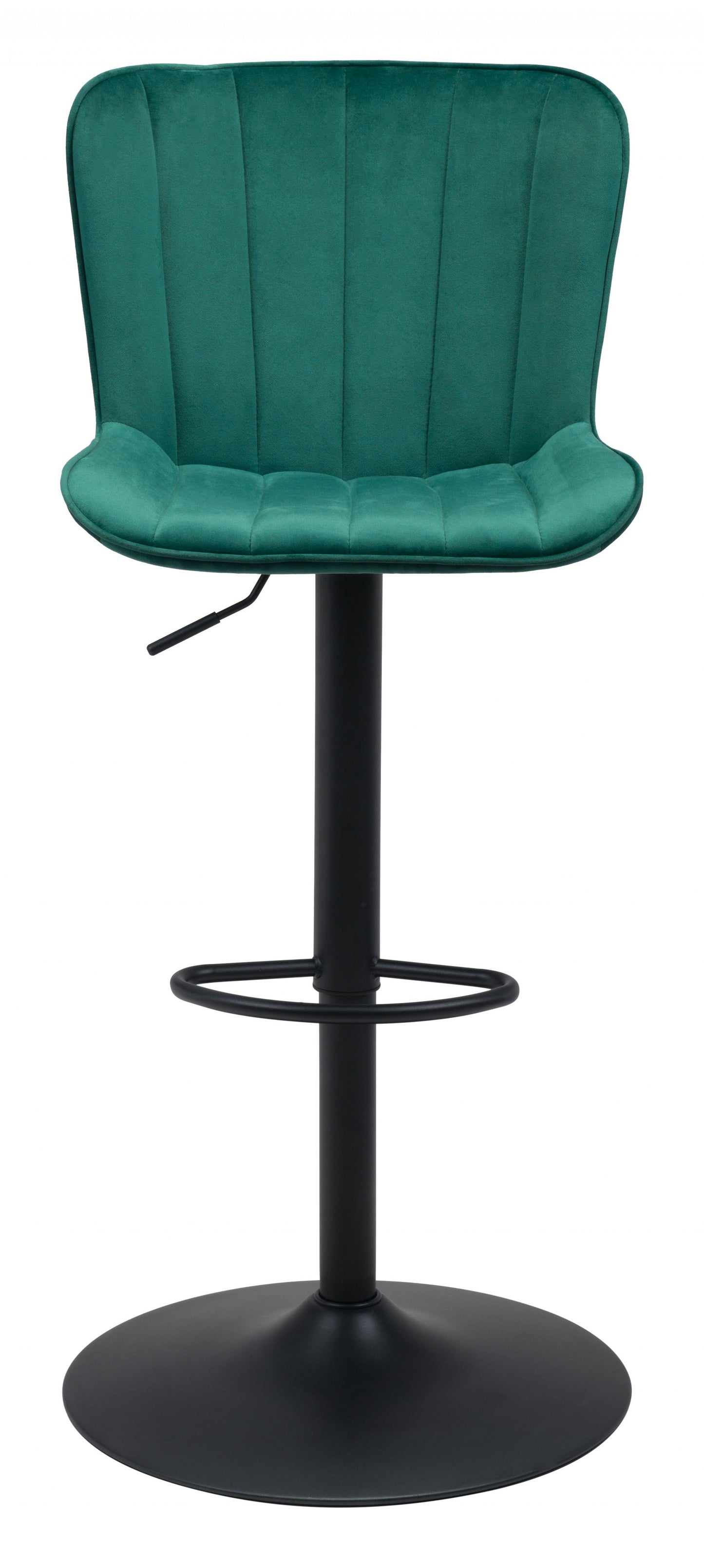24" Green And Black Steel Swivel Low Back Counter Height Bar Chair With Footrest
