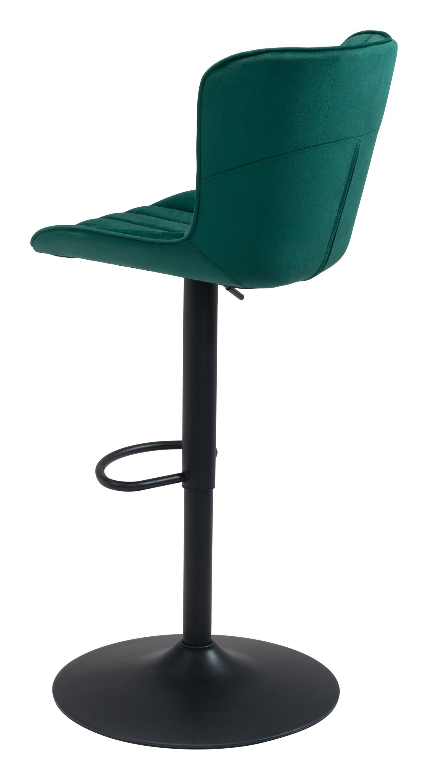 24" Green And Black Steel Swivel Low Back Counter Height Bar Chair With Footrest
