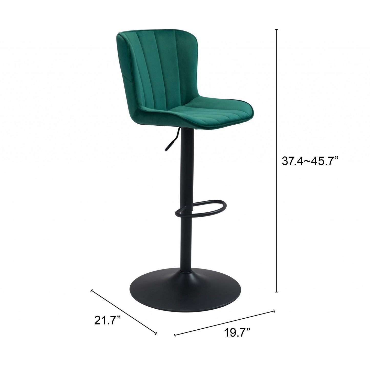 24" Green And Black Steel Swivel Low Back Counter Height Bar Chair With Footrest