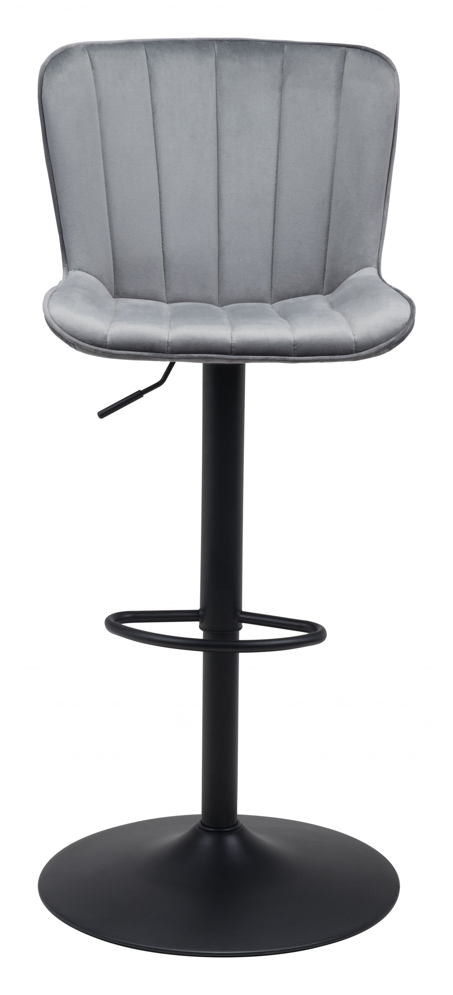 46" Gray And Black Steel Swivel Low Back Counter Height Bar Chair With Footrest