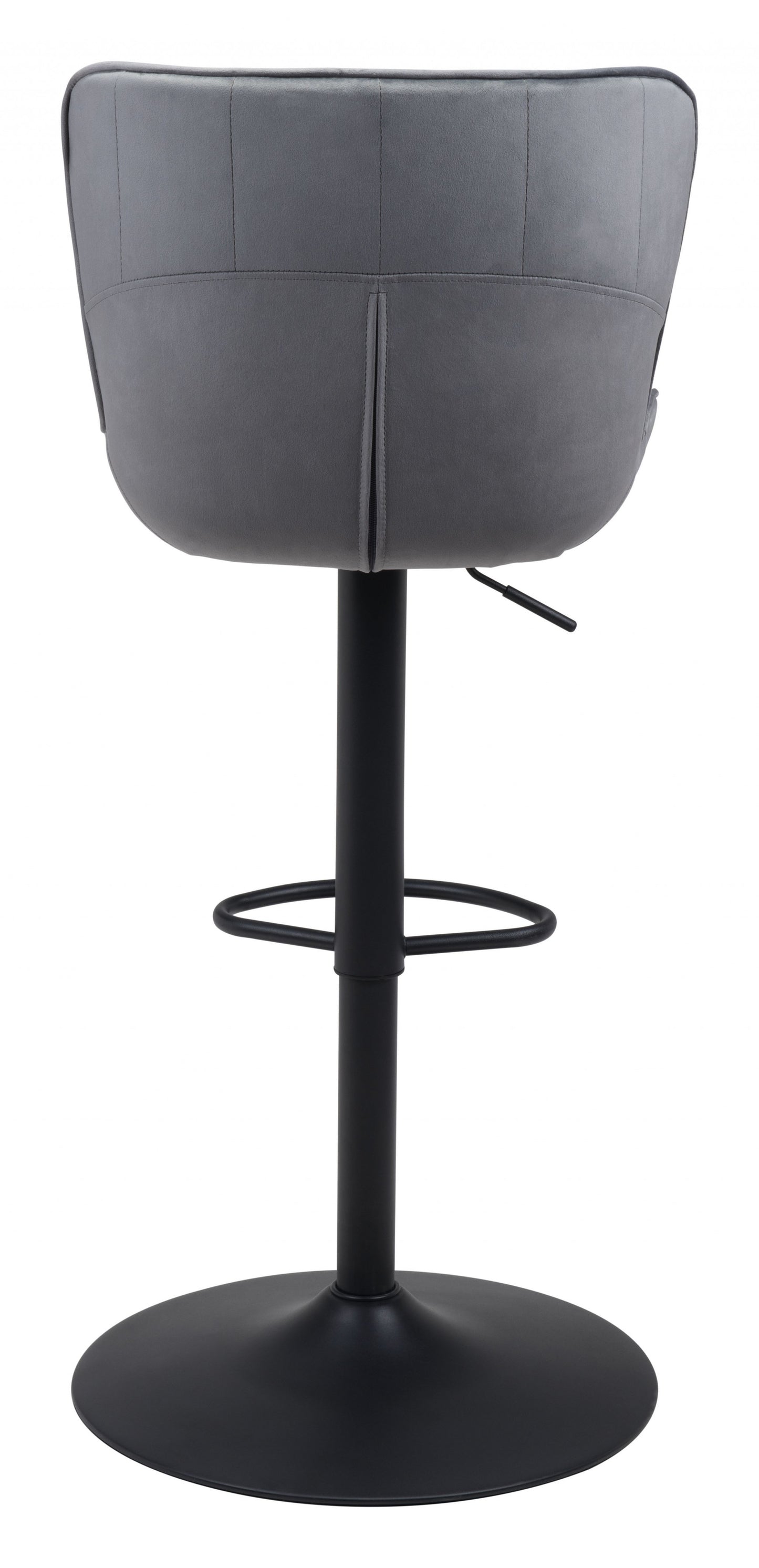 46" Gray And Black Steel Swivel Low Back Counter Height Bar Chair With Footrest