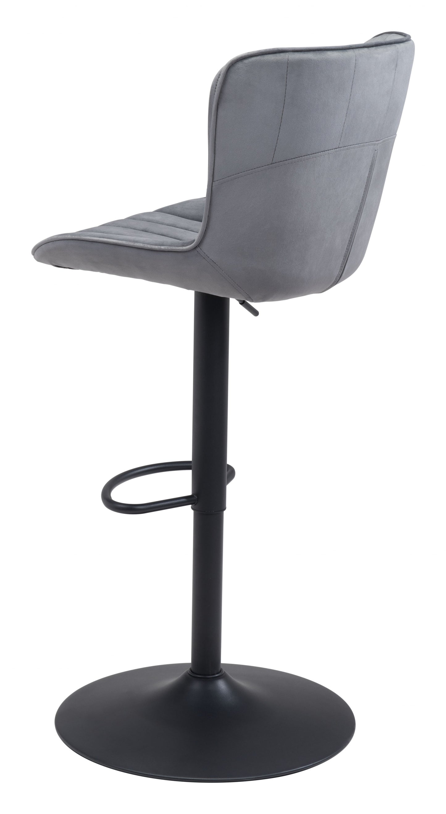 46" Gray And Black Steel Swivel Low Back Counter Height Bar Chair With Footrest