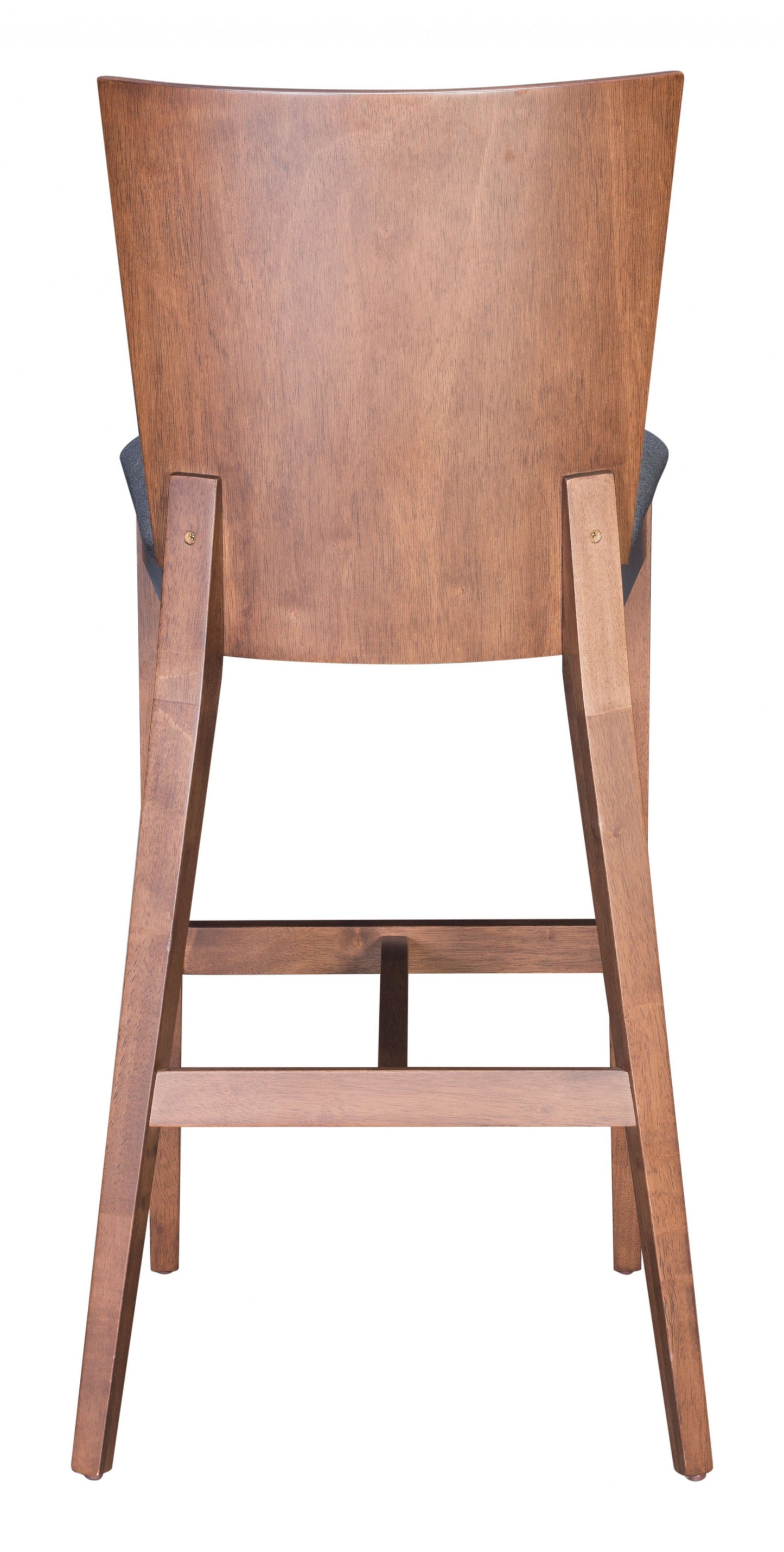 Set Of Two 45" Dark Gray and Walnut Brown Bar Height Chairs With Footrest
