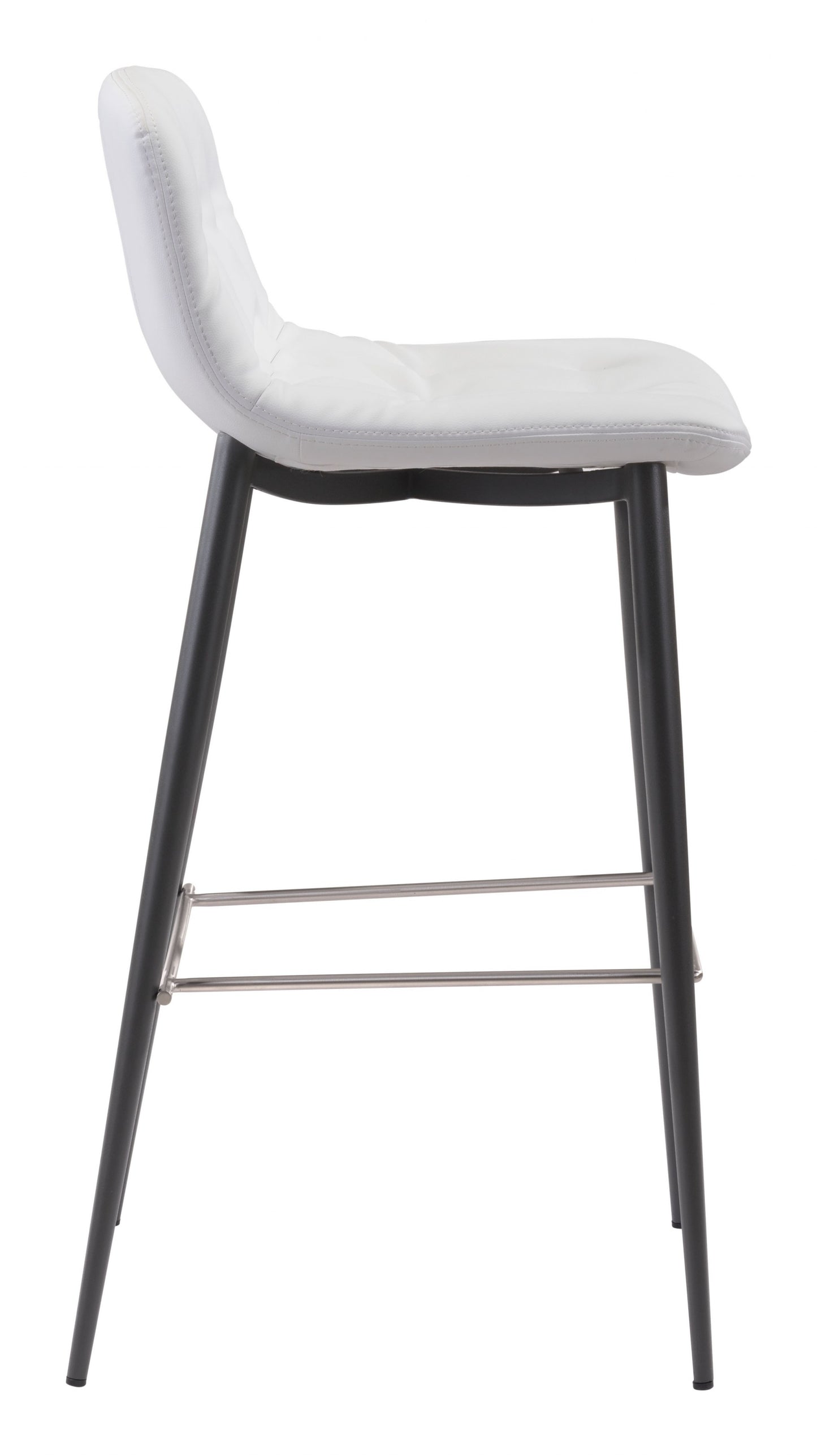 Set Of Two 40" White Steel Low Back Chairs With Footrest