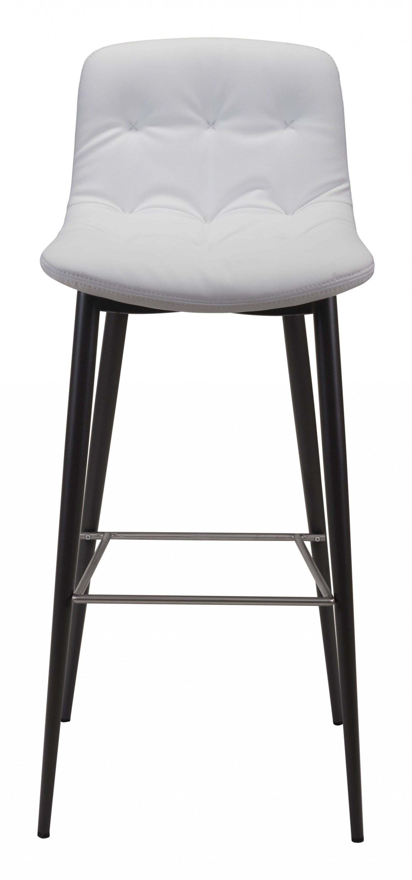 Set Of Two 40" White Steel Low Back Chairs With Footrest