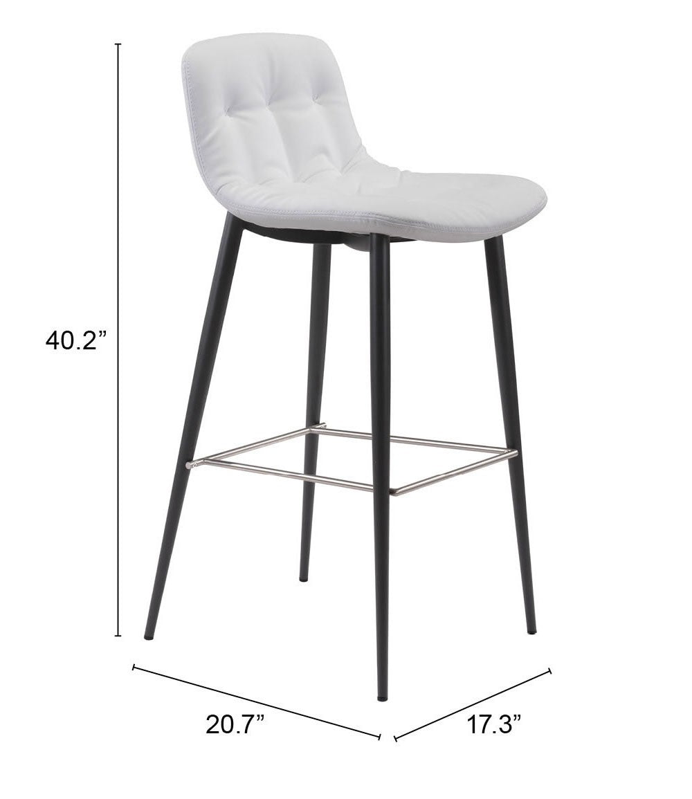 Set Of Two 40" White Steel Low Back Chairs With Footrest