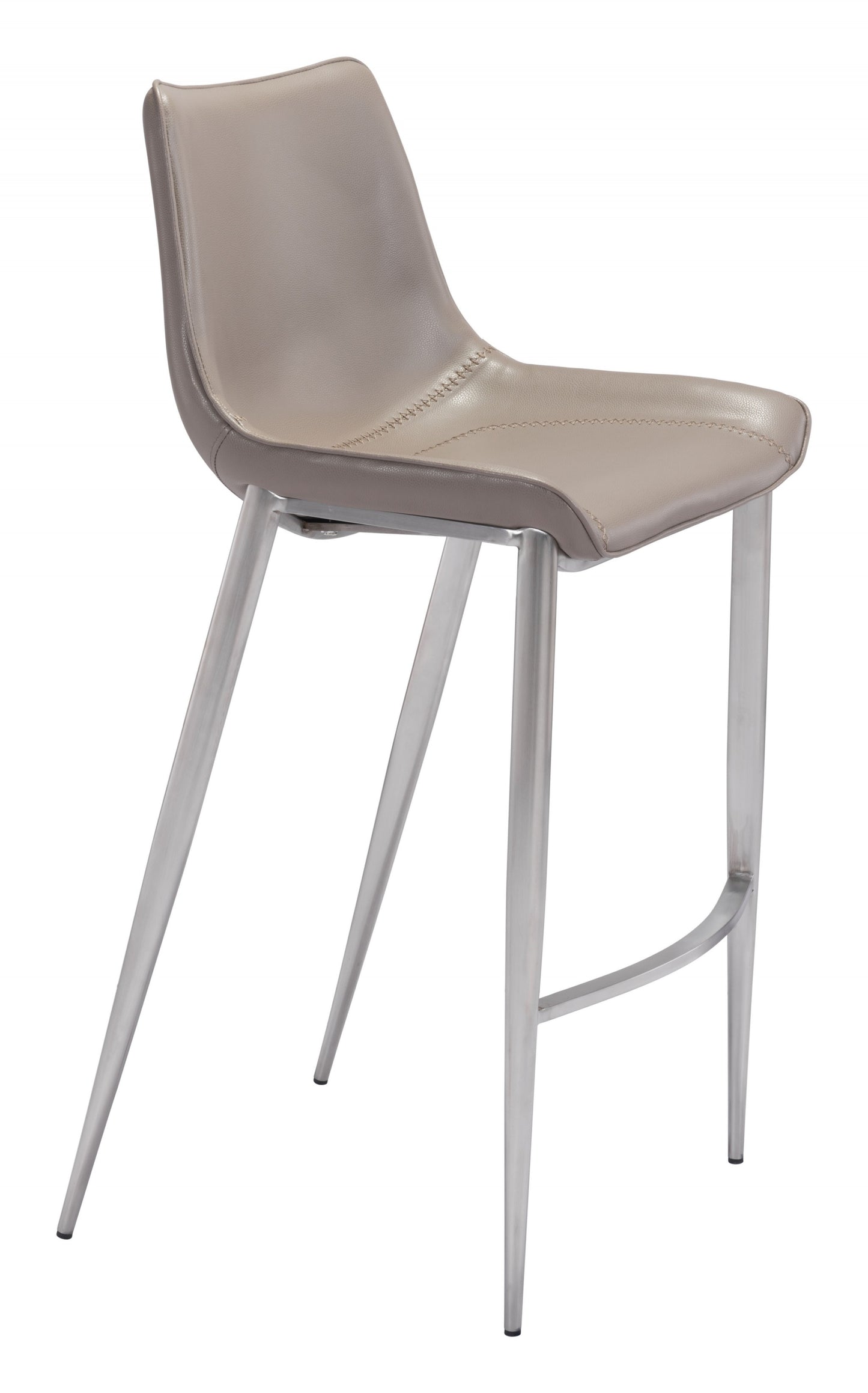 Set Of Two 43" Gray And Silver Steel Low Back Bar Height Chairs With Footrest