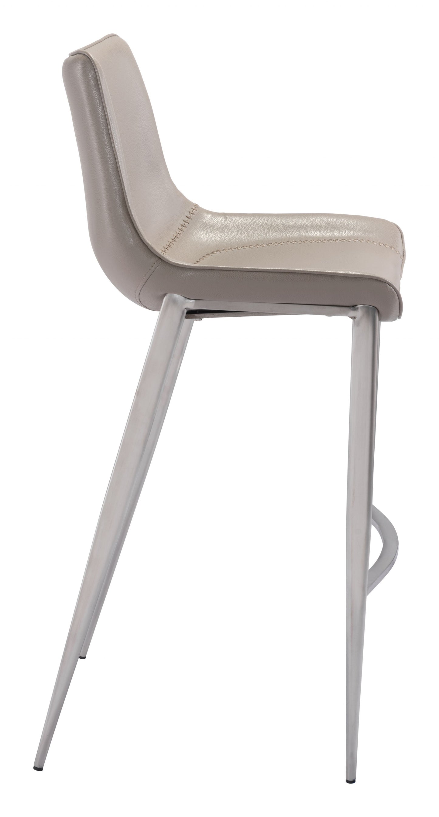 Set Of Two 43" Gray And Silver Steel Low Back Bar Height Chairs With Footrest