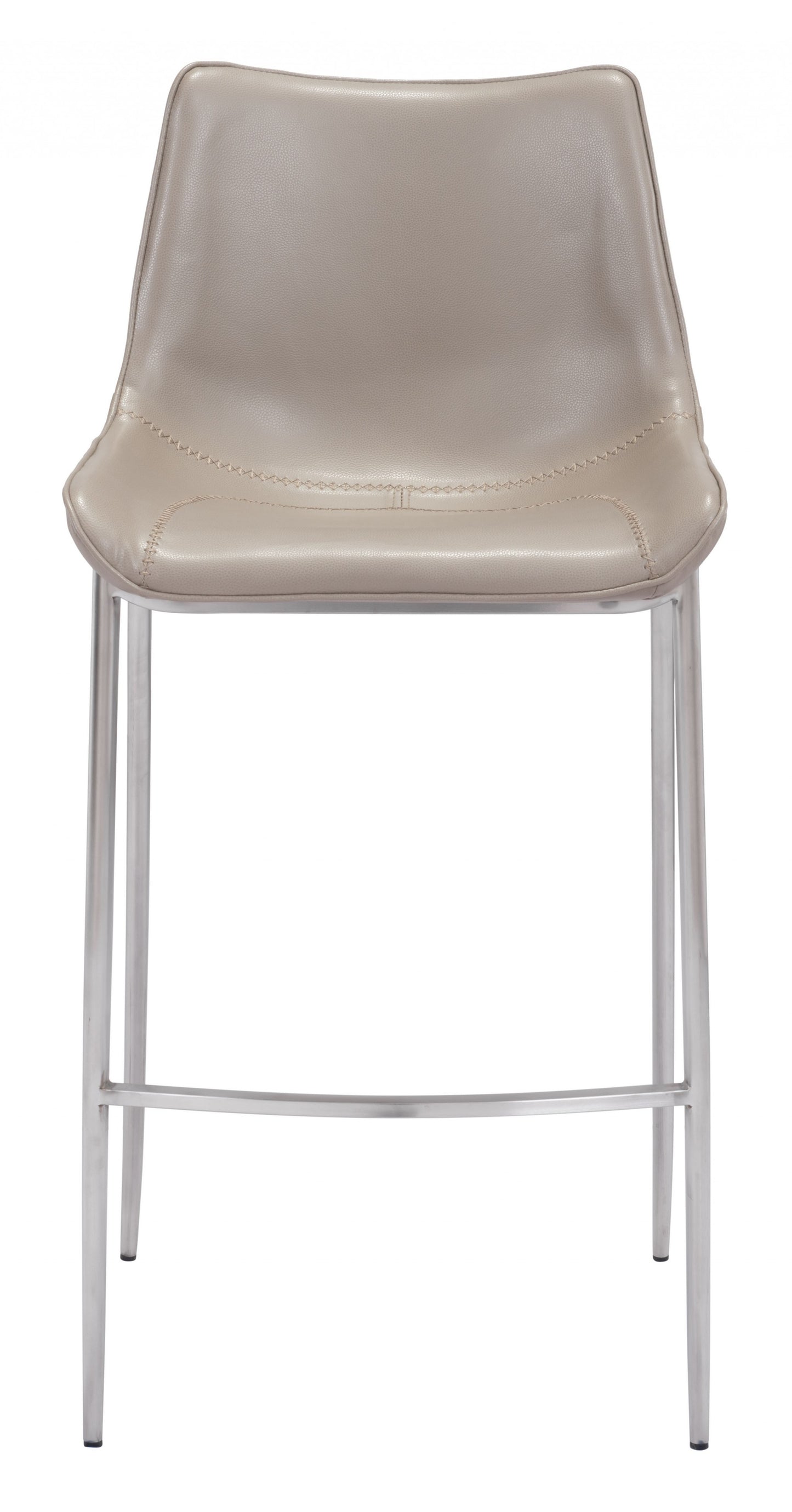 Set Of Two 43" Gray And Silver Steel Low Back Bar Height Chairs With Footrest