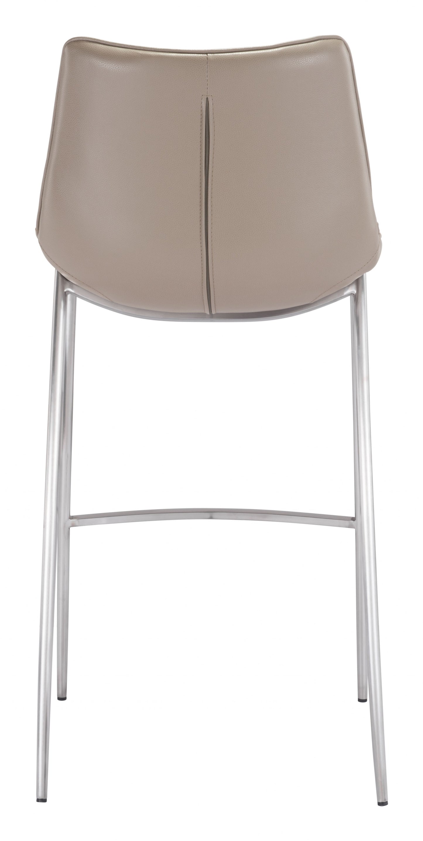 Set Of Two 43" Gray And Silver Steel Low Back Bar Height Chairs With Footrest