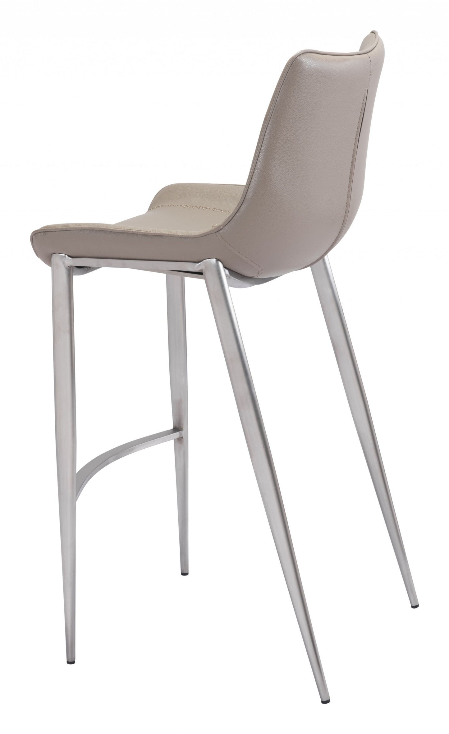 Set Of Two 43" Gray And Silver Steel Low Back Bar Height Chairs With Footrest