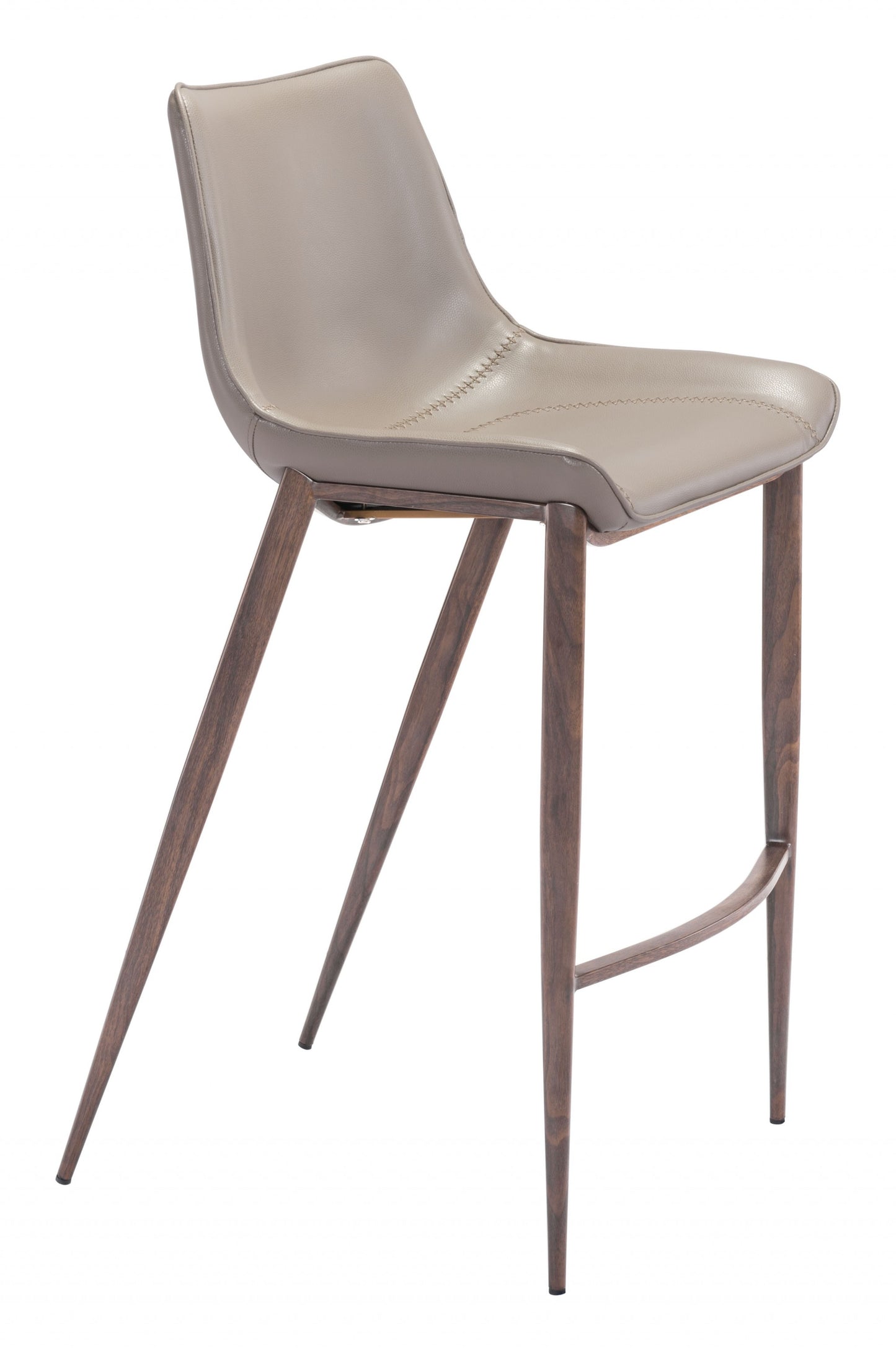 Set Of Two 43" Gray And Brown Steel Low back Bar height Bar Chairs With Footrest
