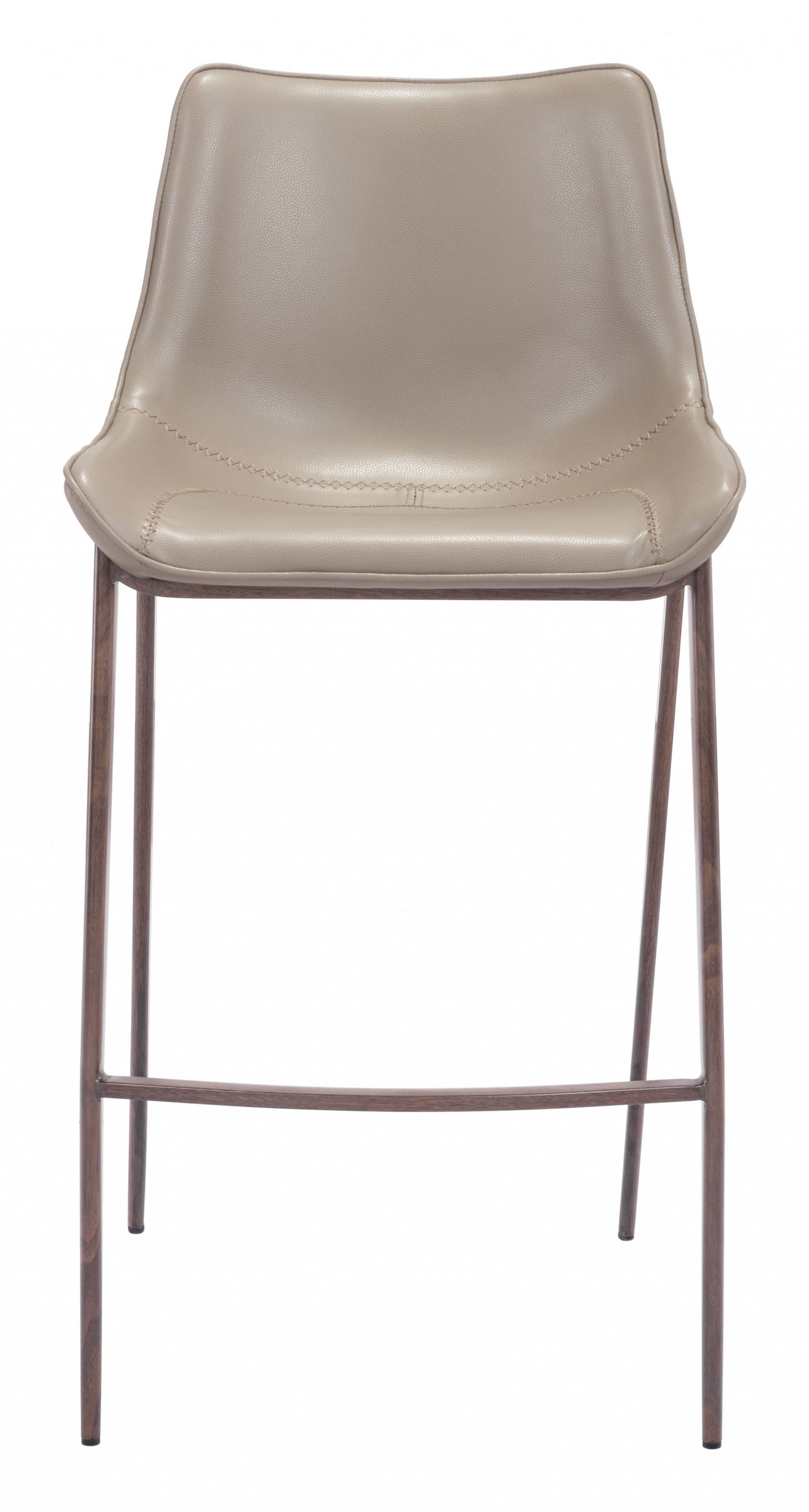 Set Of Two 43" Gray And Brown Steel Low back Bar height Bar Chairs With Footrest